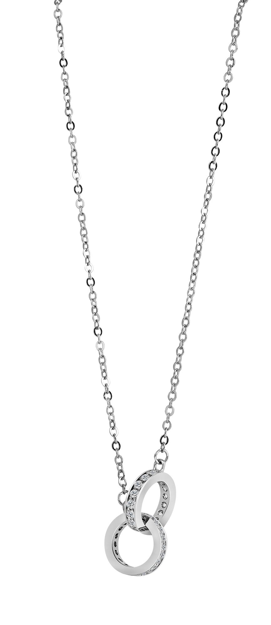 "Rina" 925/- Echt Silber Kette mit Anhänger, Zirkonia, rhodiniert, 42+3cm