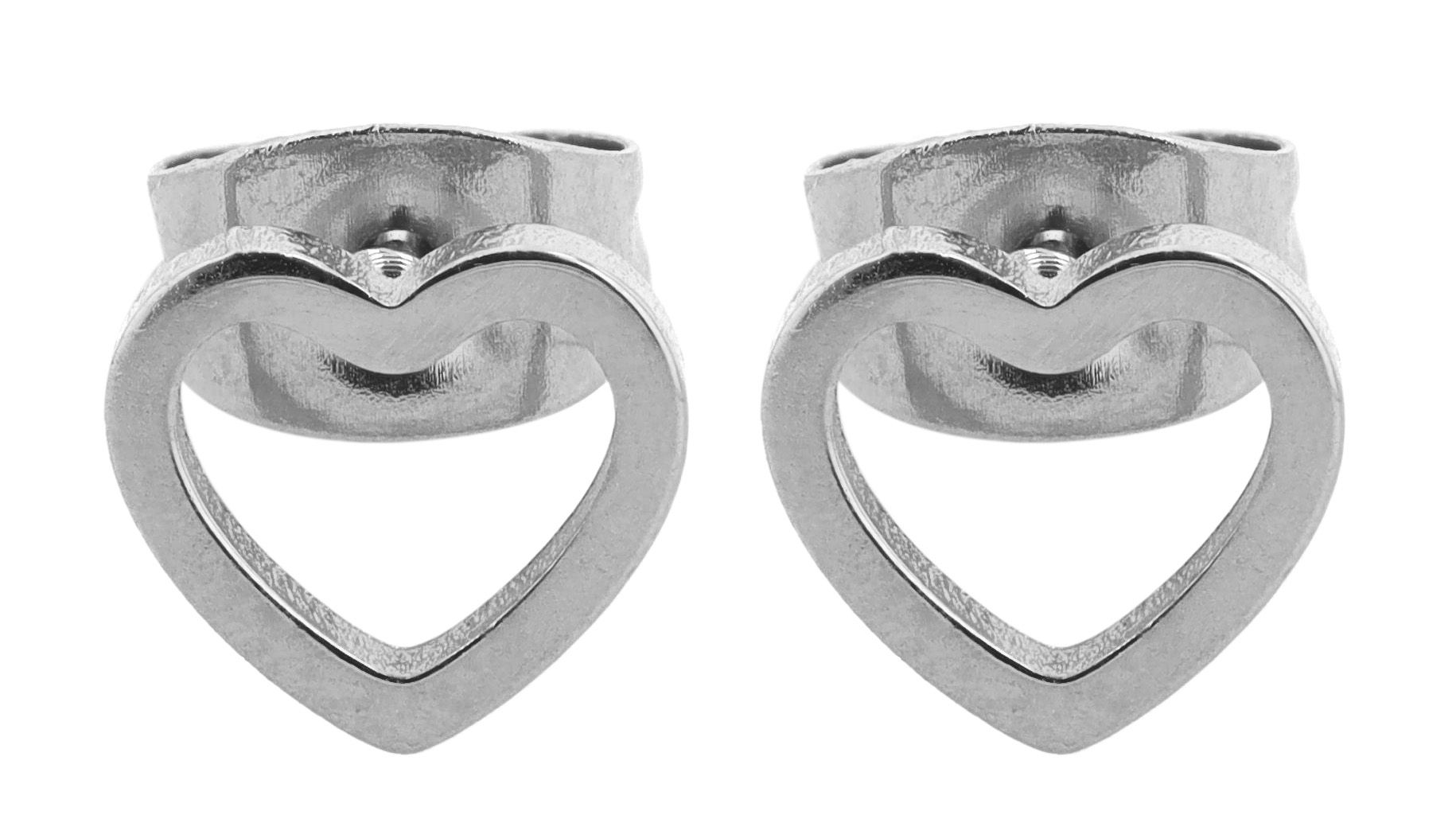 "Erida" Edelstahl (Kinder-) Ohrstecker - Herz, silberfarben