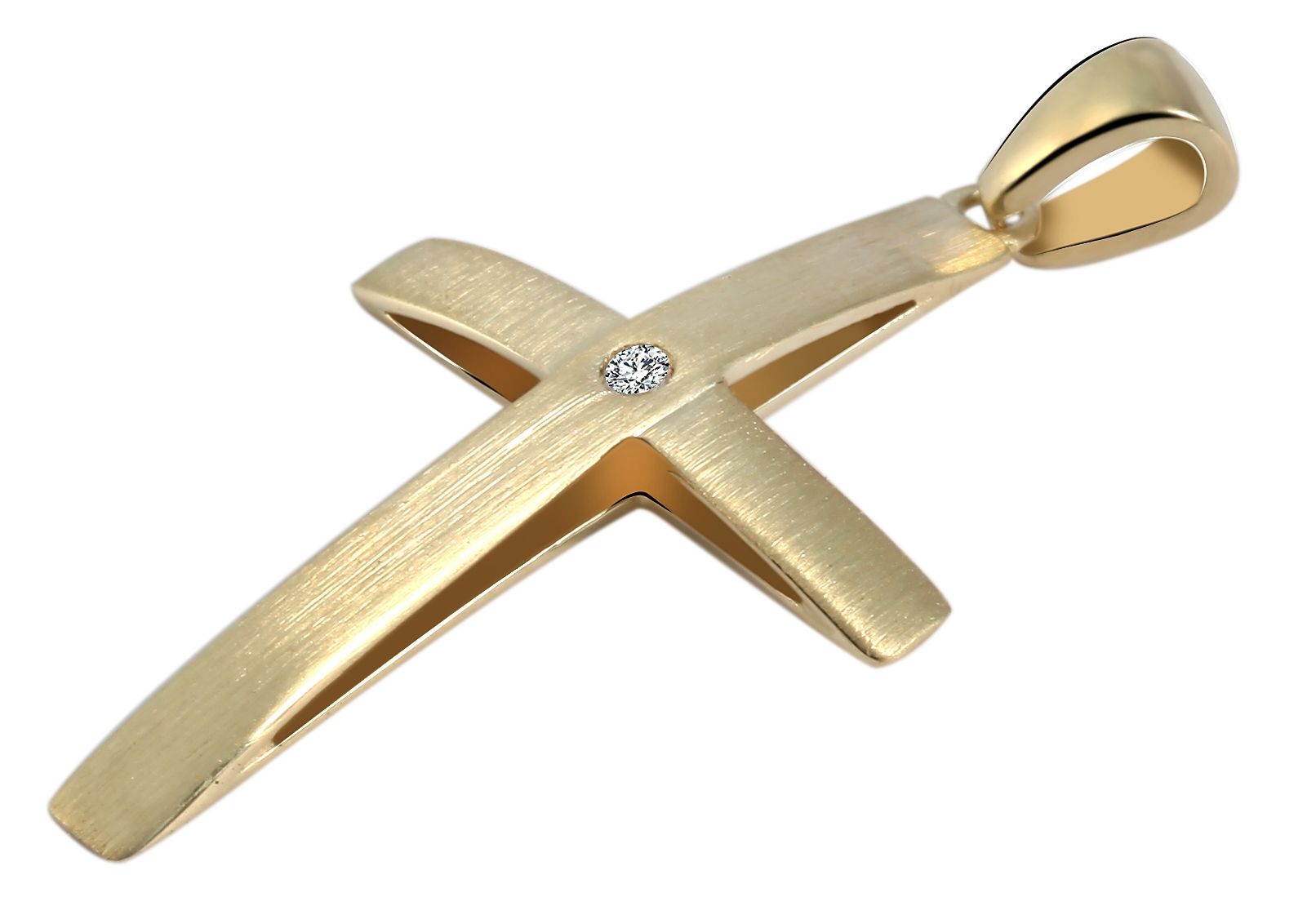 375/- Gold Anhänger "Darlien" ohne Kette, Kreuz mit Zirkoniabesatz, 9 Karat, Gelbgold