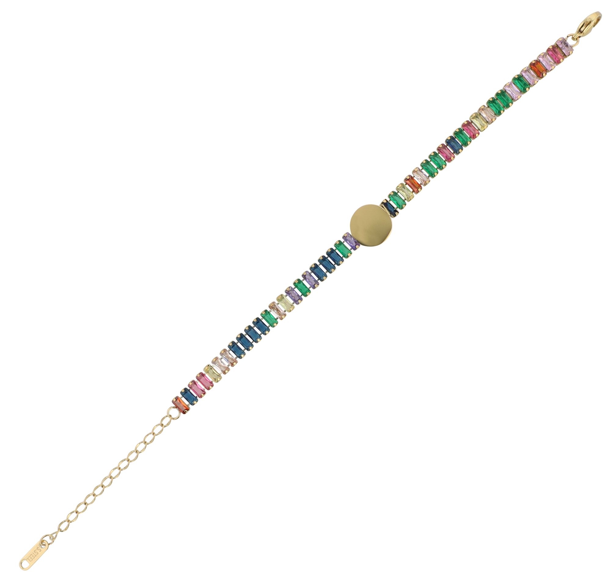 Akzent Armband "Alexa", Edelstahl & Zirkoniasteine, Gravurplatte, silber- oder goldfarben