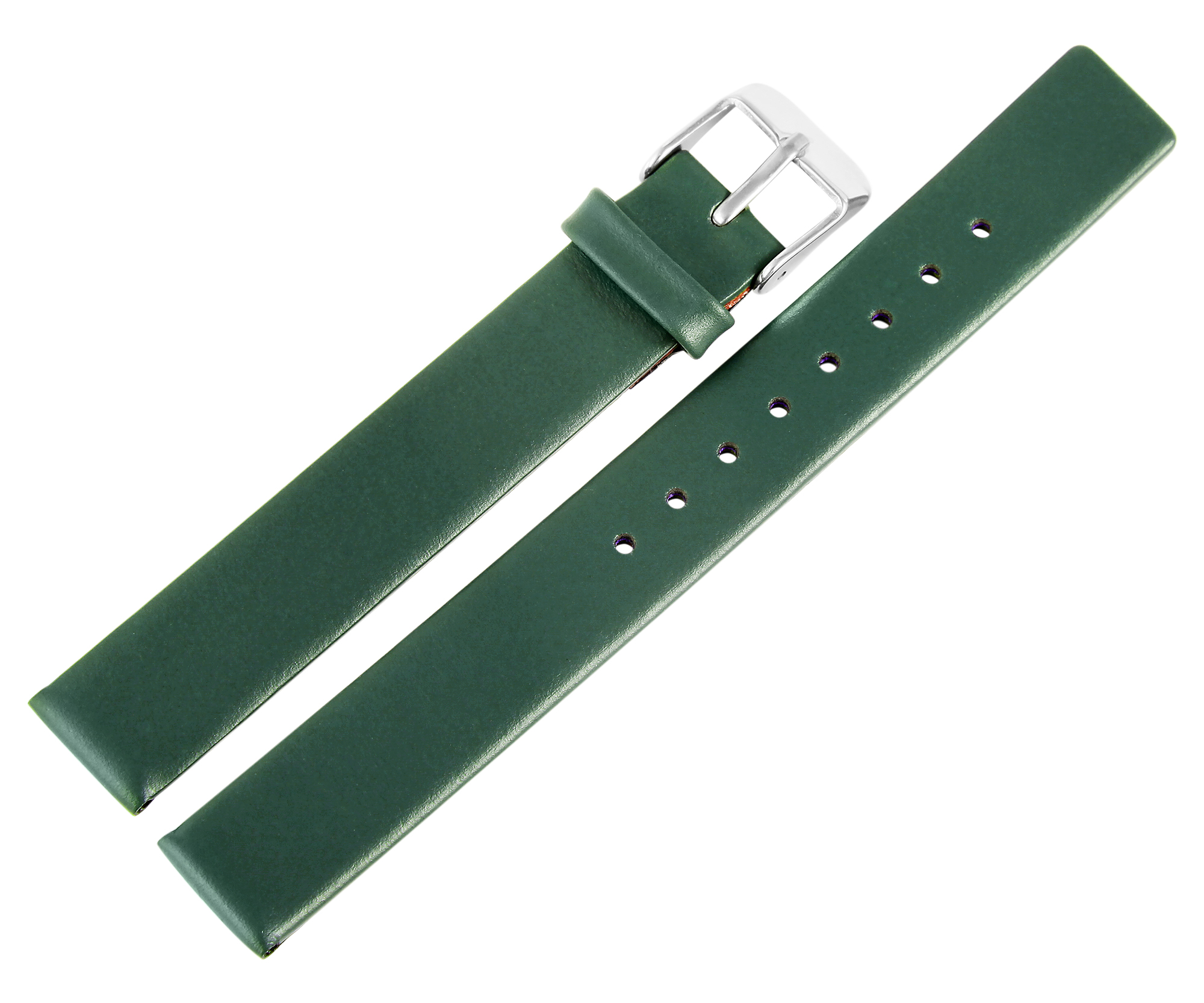 Echtleder-Uhrenarmband, nahtlos, dunkelgrün, 14 mm
