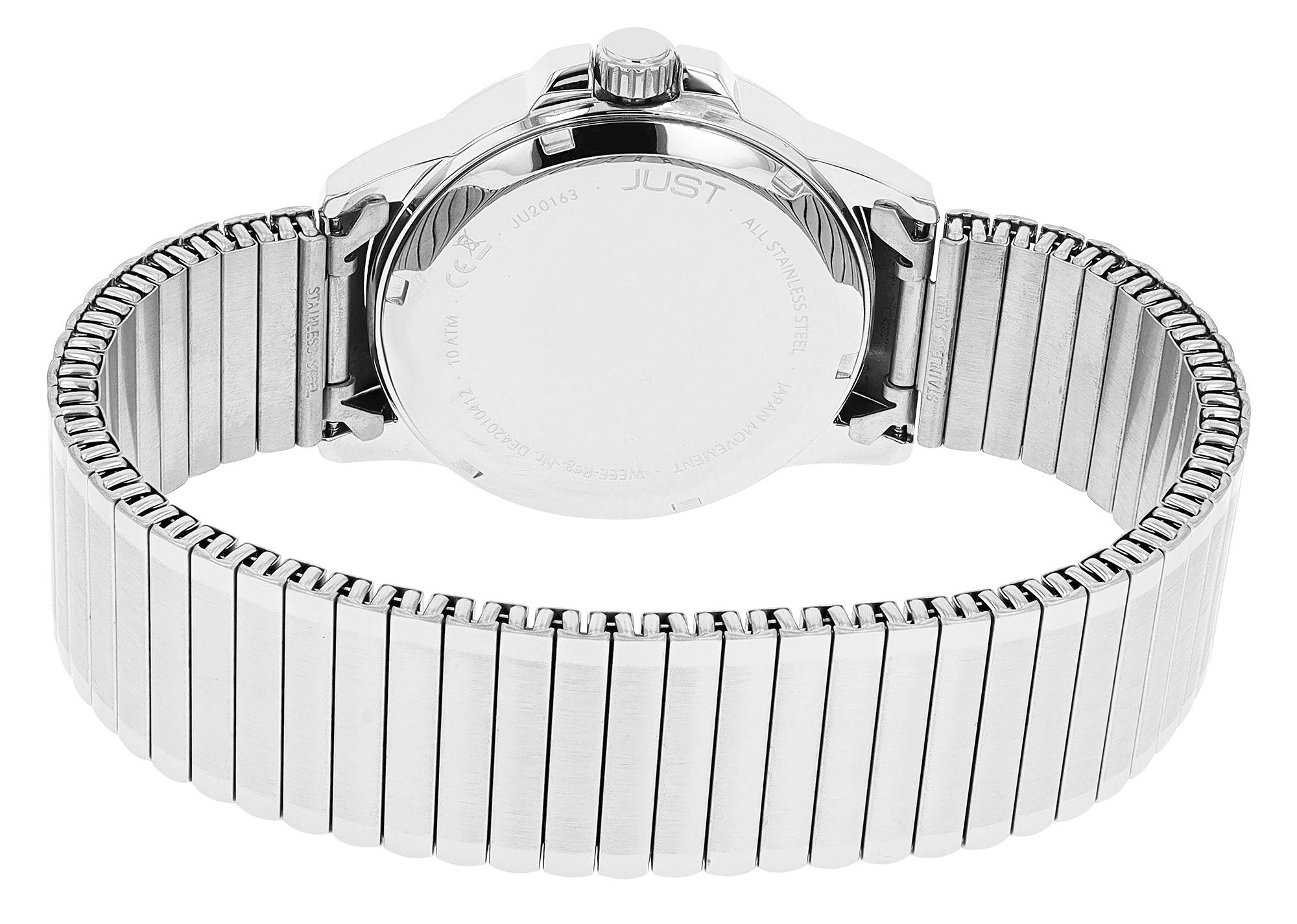 Just Herrenuhr "Lien" mit Edelstahl Zugarmband, Ø 39 mm, silberfarben/ schwarz