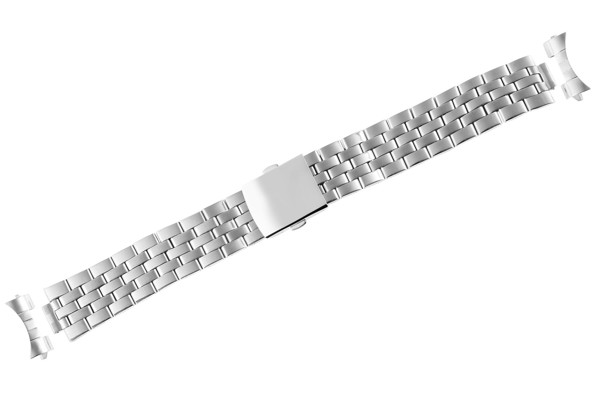 Edelstahl-Uhrenarmband mit Faltschließe, silberfarben, 12 mm