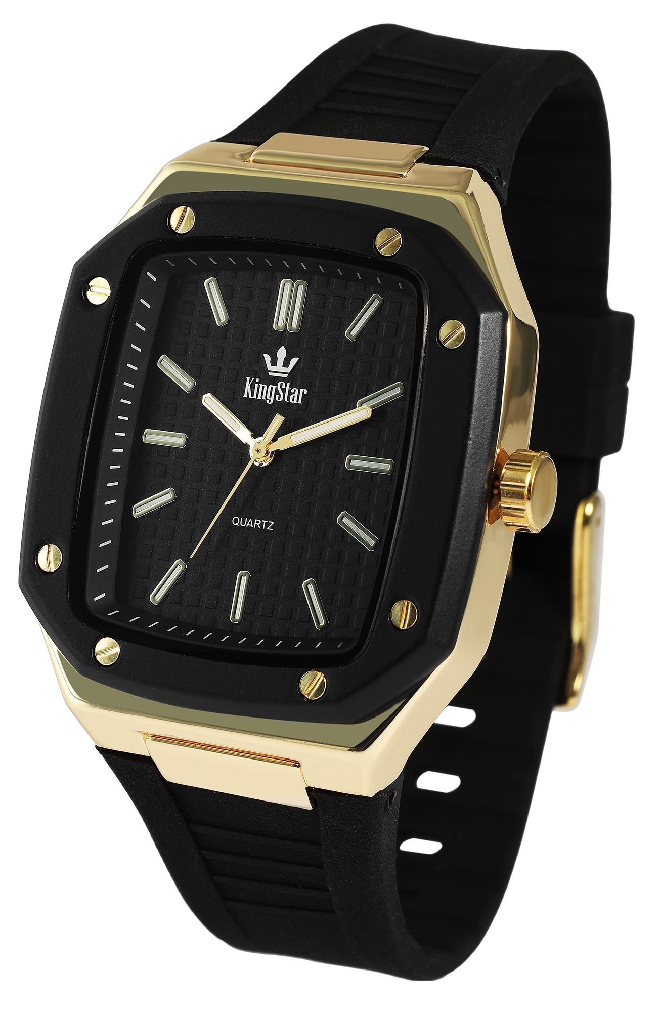 "Dozer" King Star Herrenuhr mit Silikonband, schwarz/ goldfarben
