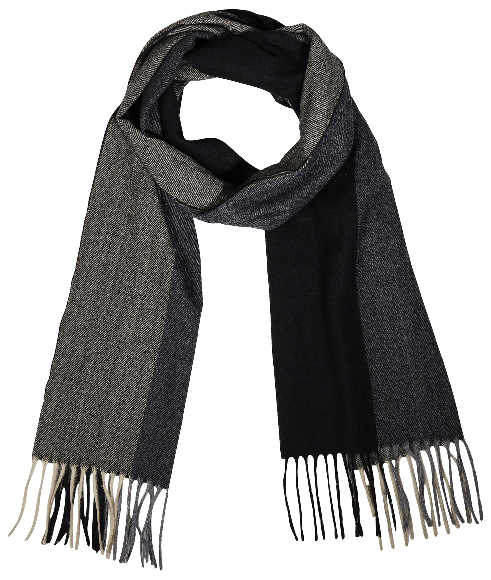 Herren Winterschal, schwarz/ beige, 100% Polyester VE 4