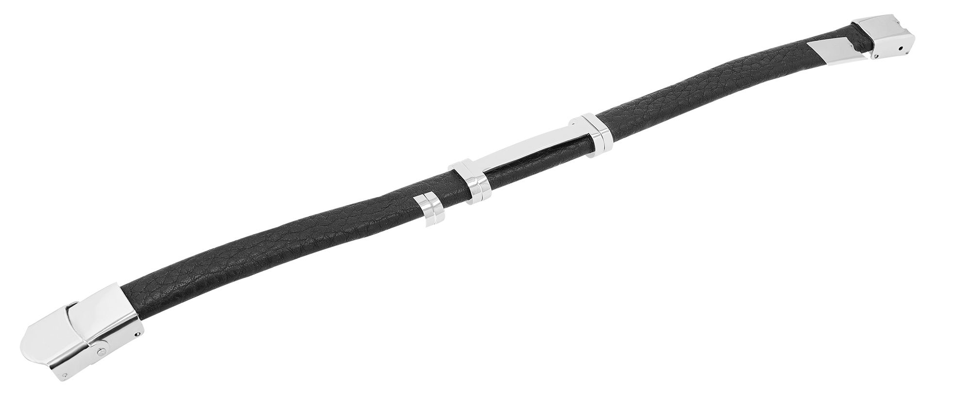 Akzent Armband aus Echtleder, Edelstahl-Gravurplatte, schwarz