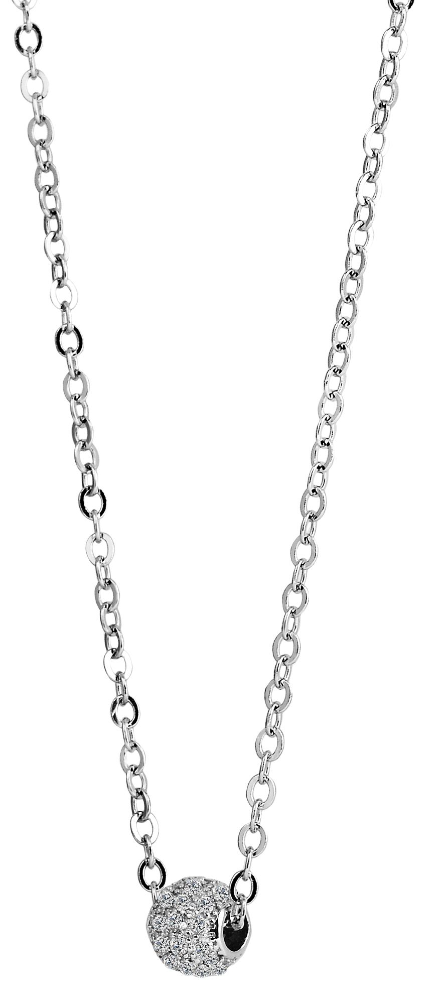 925/- Echt Silber Halskette mit Kugelanhänger "Gracy", Zirkoniabesatz, 925/rhodiniert