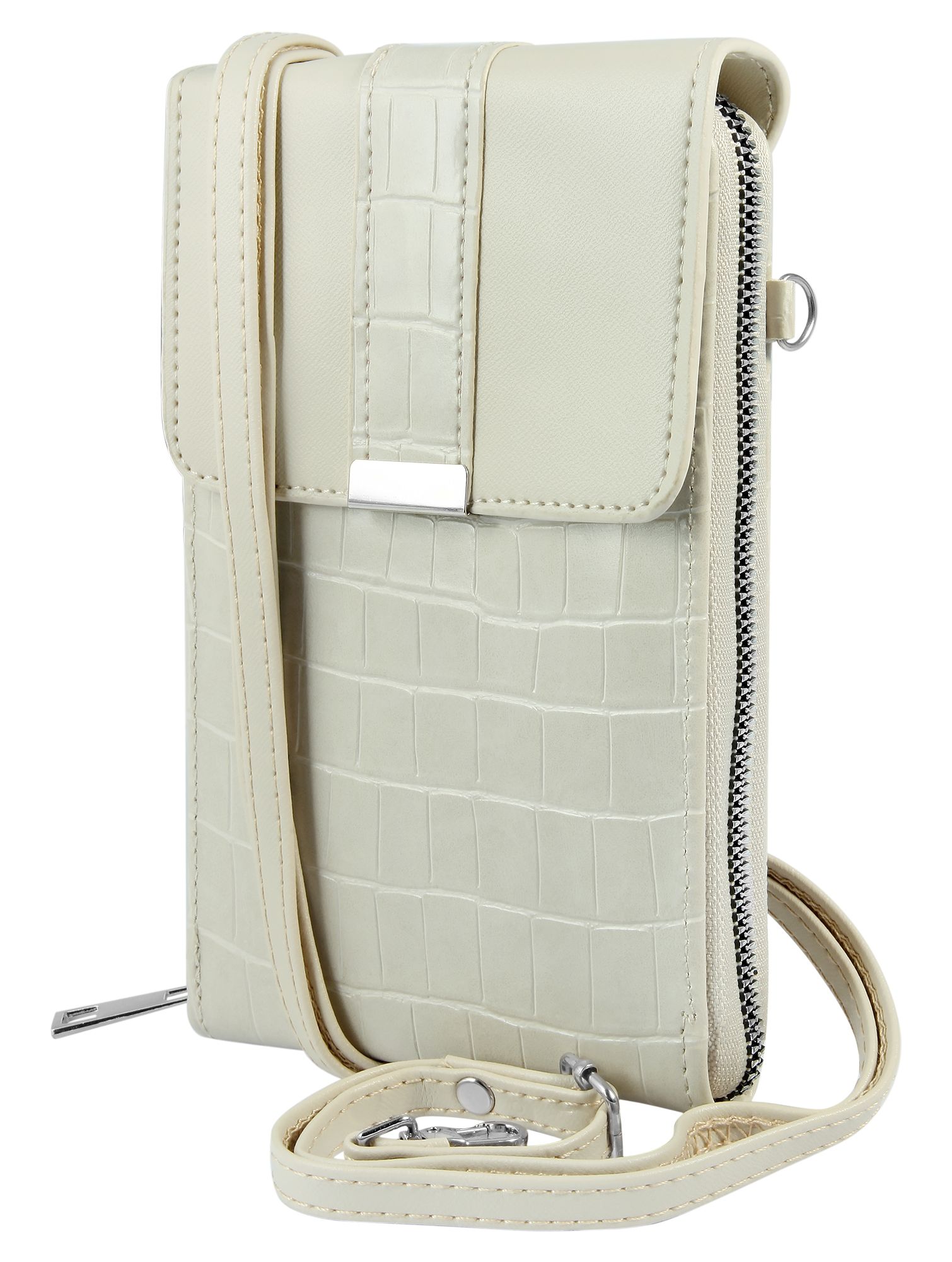 Handyumhängetasche aus Lederimitation, geeignet für iPhone 15, beige