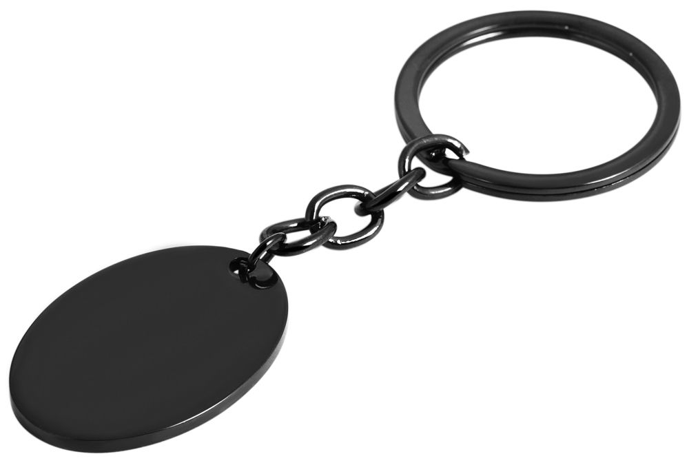 Akzent Schlüsselanhänger aus Edelstahl, oval, schwarz