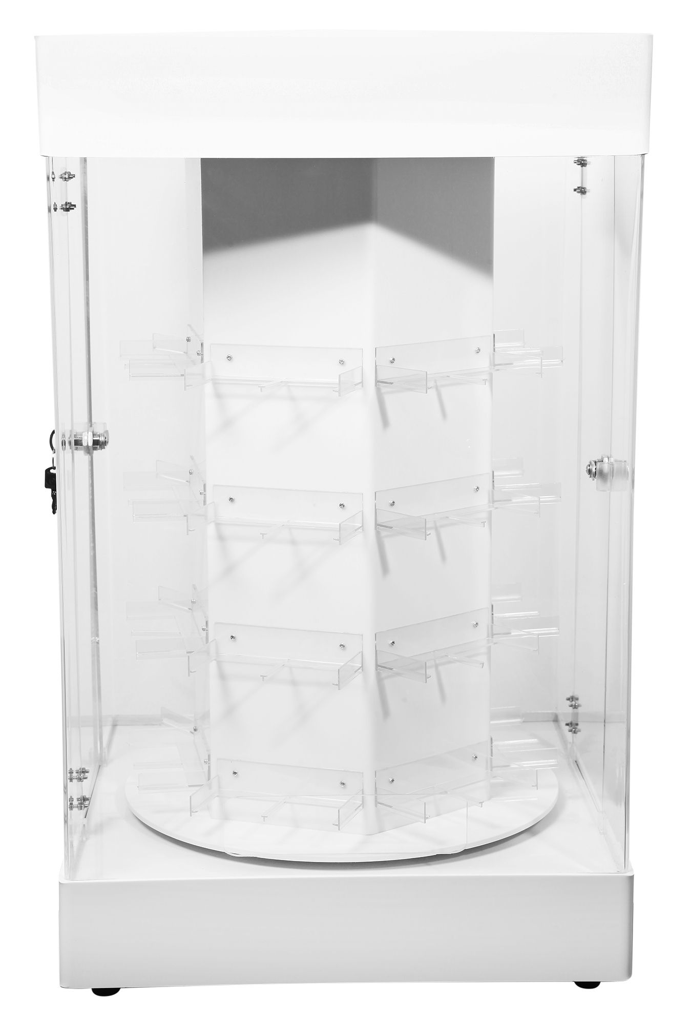 Display weiß/transparent für 48 Uhren, 47 x 47 x 80 cm