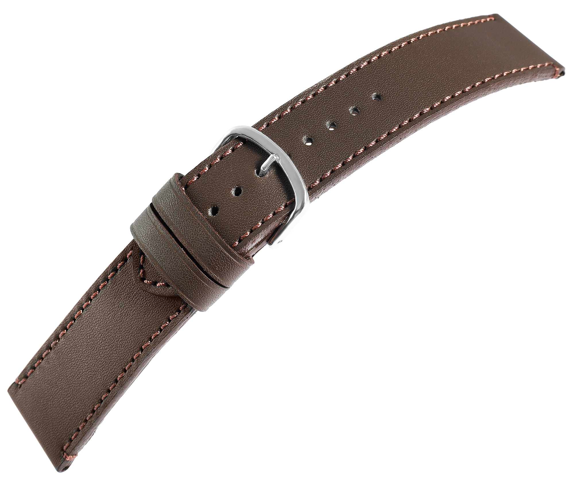 Echtleder-Uhrenarmband, dunkelbraun, 20 mm