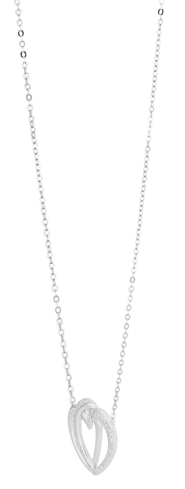 "Jeva" 925/- Echt Silber Kette mit Anhänger, Herz, 42 + 3 cm, rhodiniert