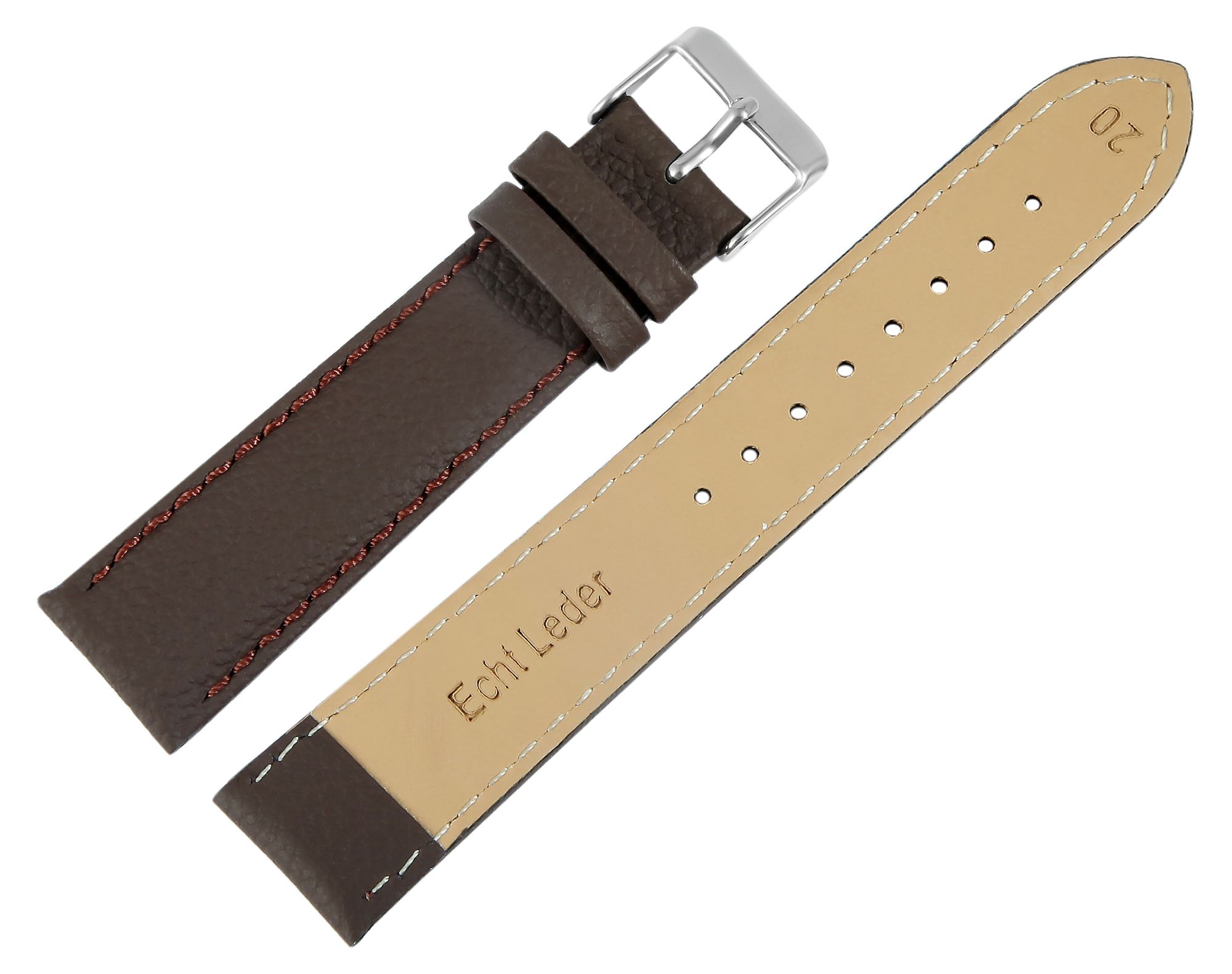 Echtleder-Uhrenarmband, dunkelbraun