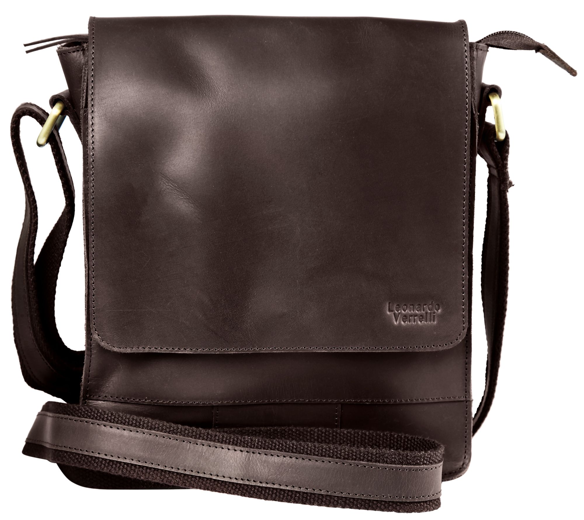 "Sirin" Leonardo Verrelli Echtleder Umhängetasche Echtledertasche, dunkelbraun
