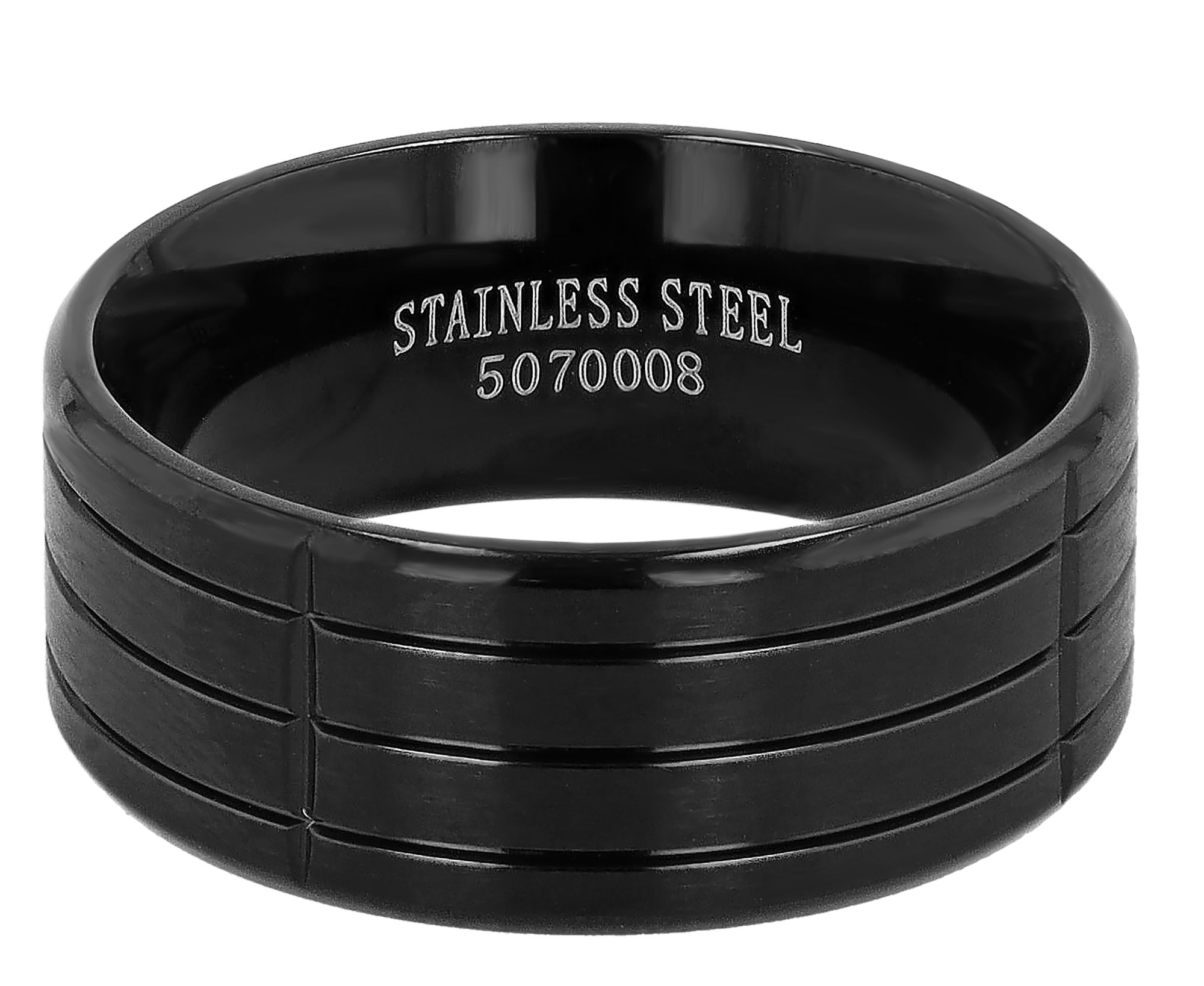 Akzent Herrenring aus Edelstahl, plattiert, schwarz, Gr. 60