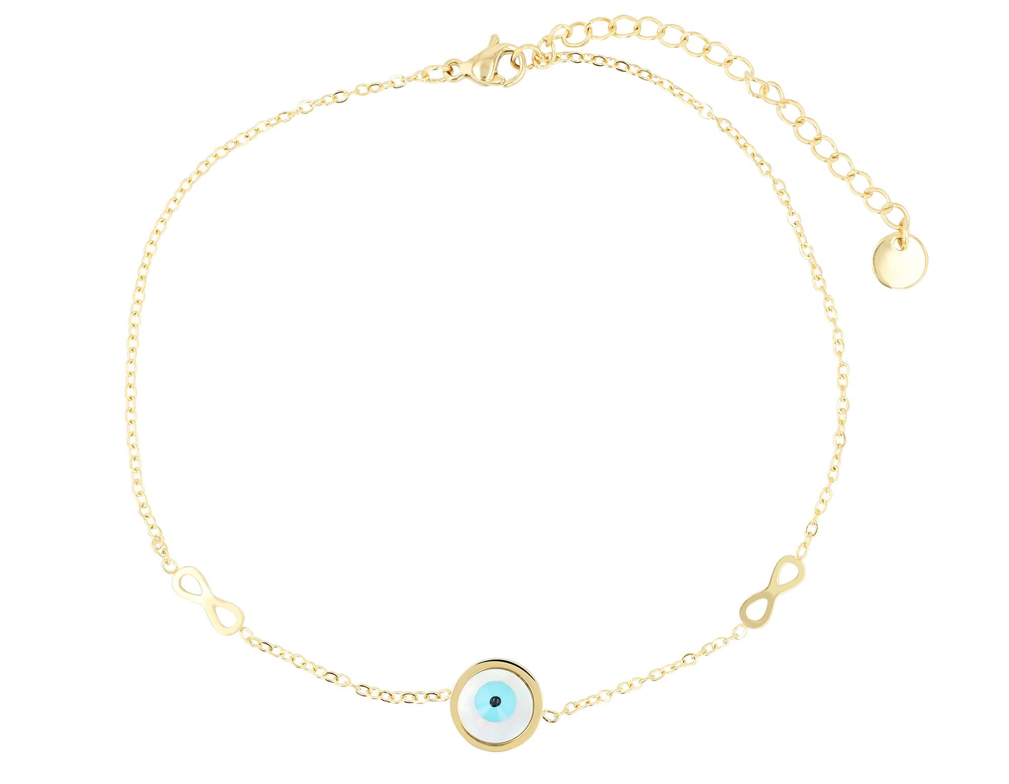 Akzent Fußkettchen "Wenna", Infinity und Nazar-Auge, Edelstahl, goldfarben