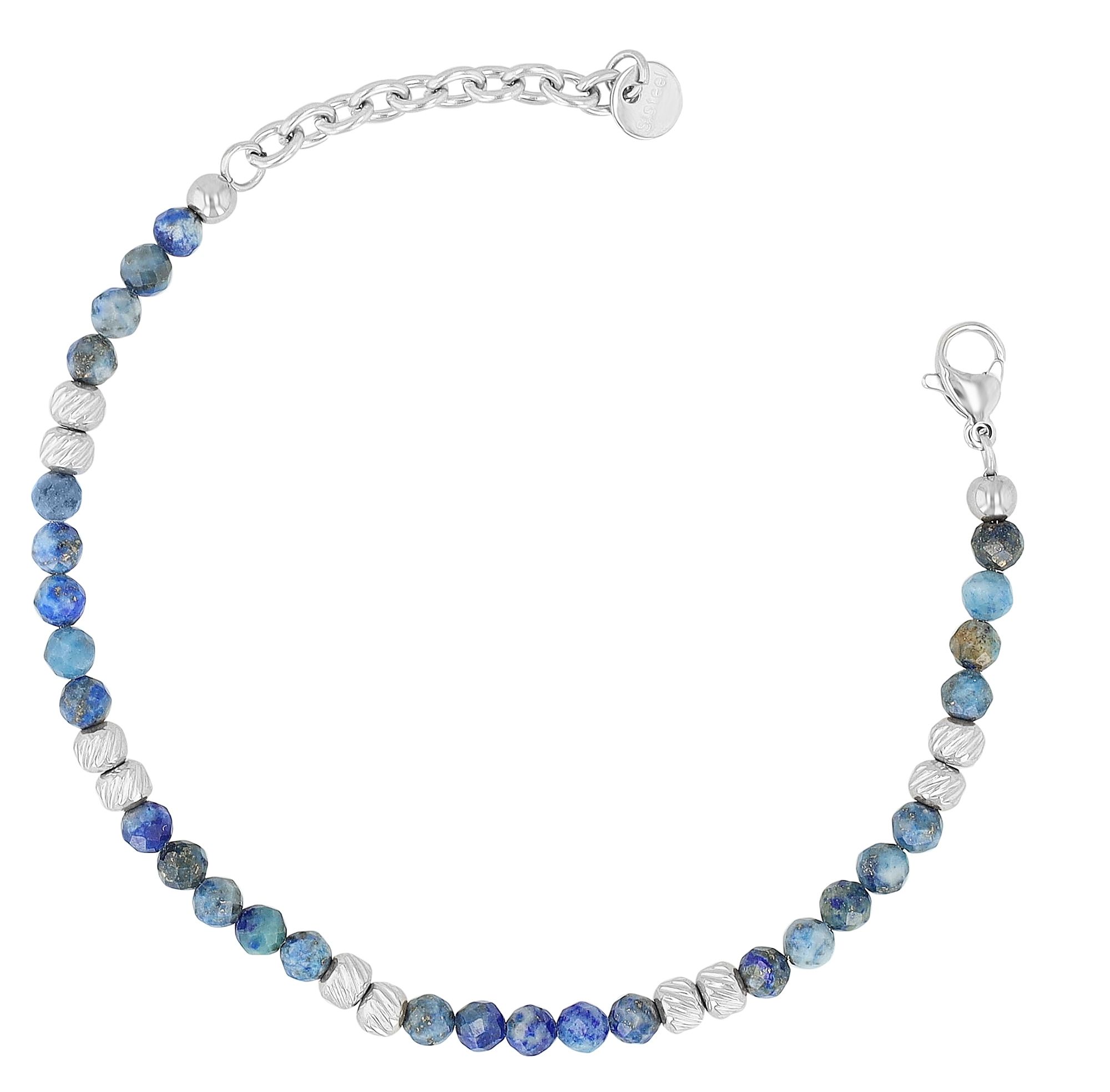 "Willow" Armband 17 + 3 cm, Edelstahl & Natursteinen (Lapislazuli)