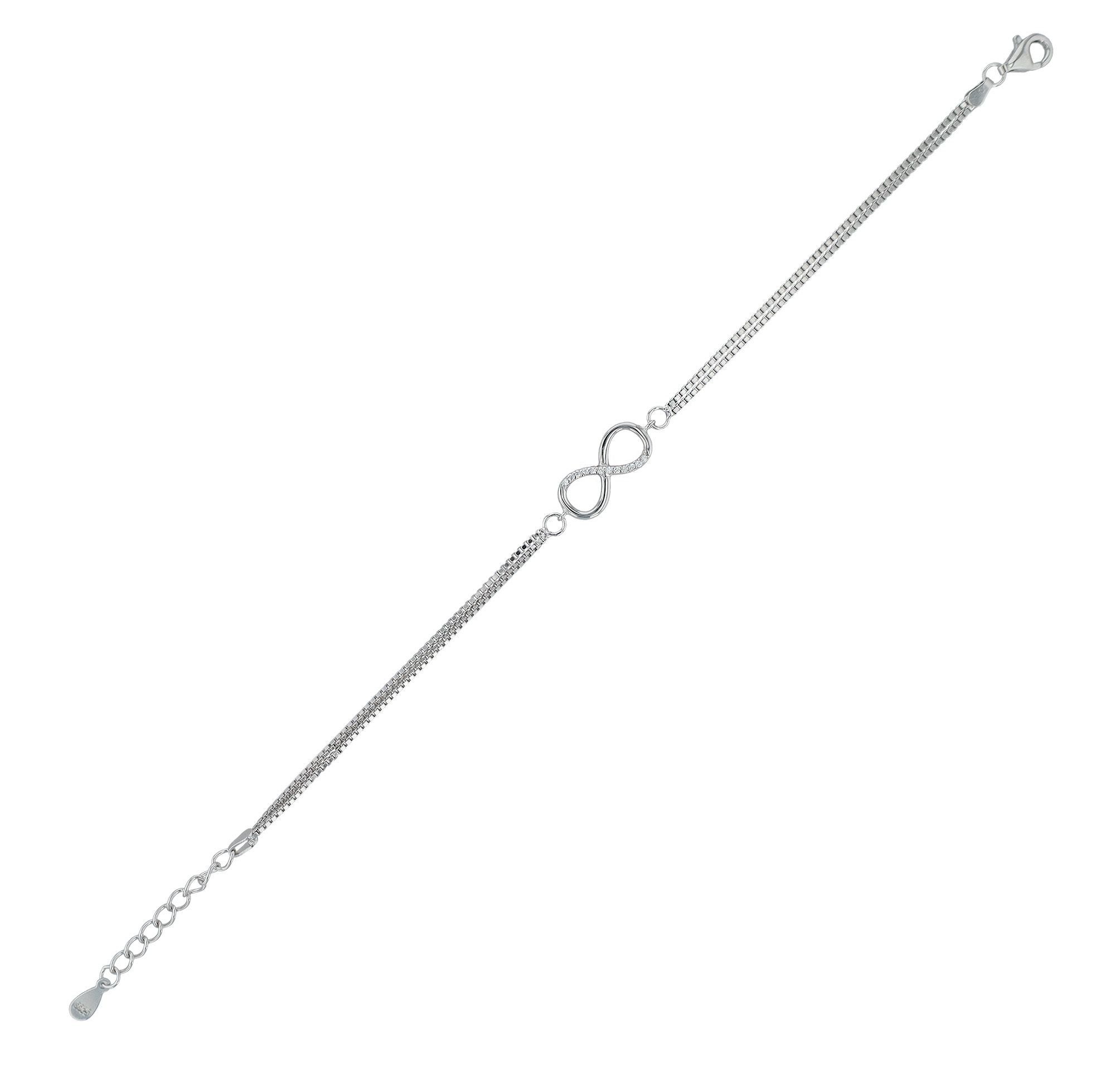 "Eiri" 925/- Echt Silber Infinity-Armband, zweireihig, rhodiniert, 17+3 cm