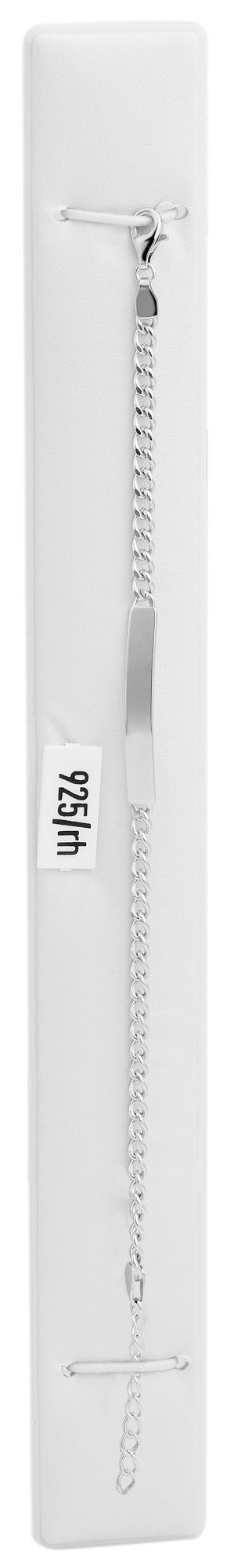 925/- Echt Silber Armband "Nidal" mit gravurfähiger Identplatte, 925/ rhodiniert, 17+3 cm