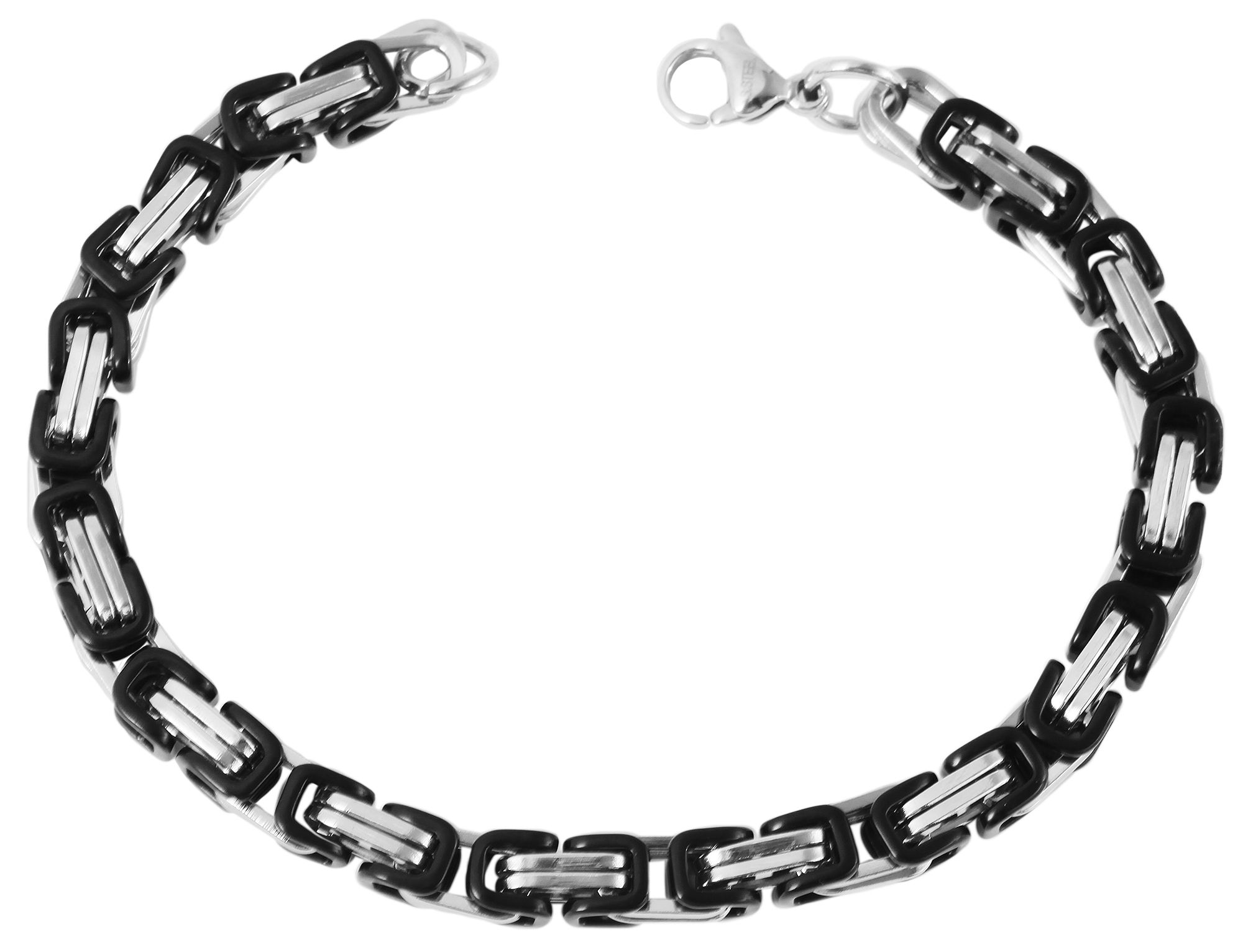 "Blacks" Königsketten-Armband, Edelstahl, 19,5 cm/ 5 mm, bicolor