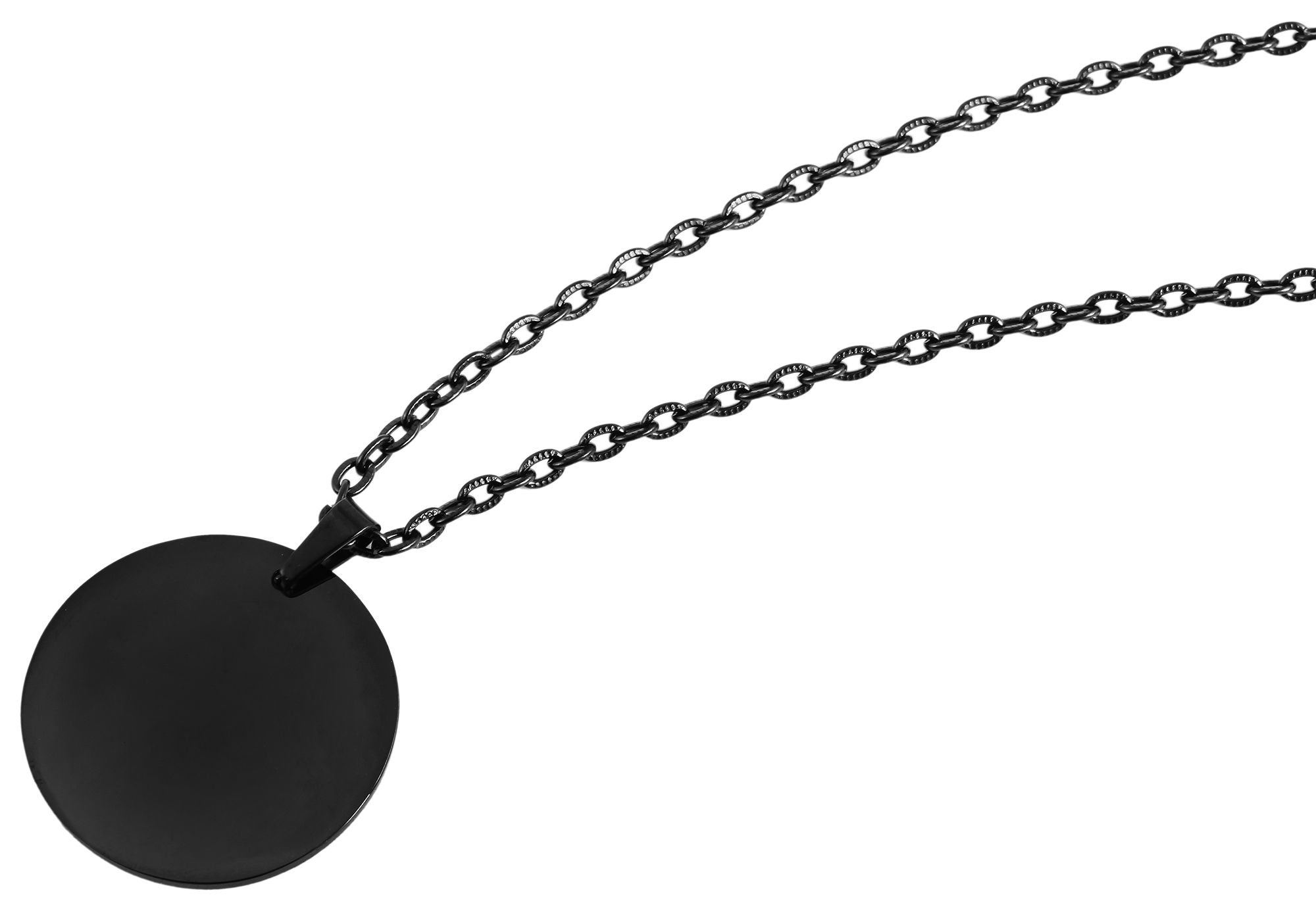 "Welsia" Edelstahl Ankerkette Münzanhänger Ø 30 mm, 43 + 5 cm, schwarz