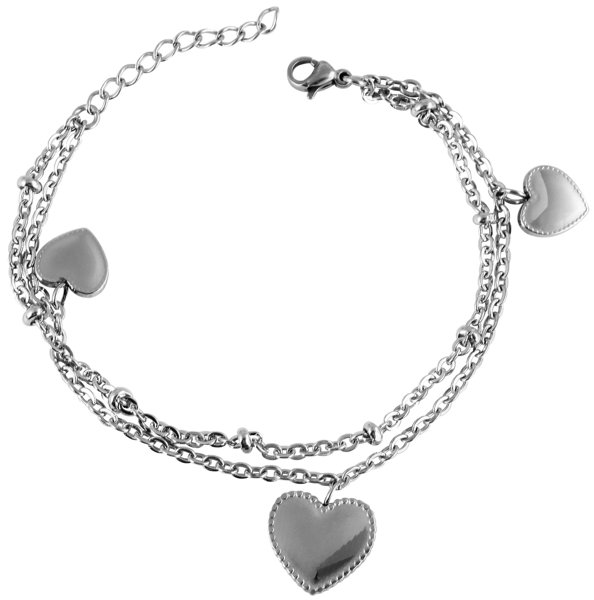 "Talila" Akzent Armband aus Edelstahl, Herz, silberfarben