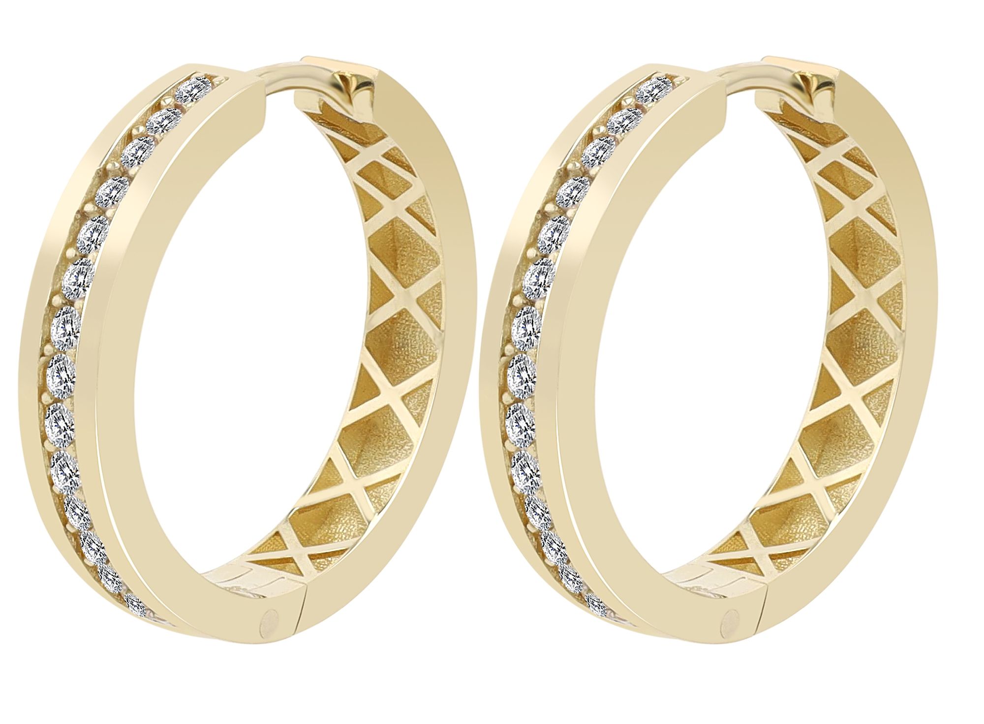 333er Gold Klappcreolen "Julina" mit Besatz, Gelbgold
