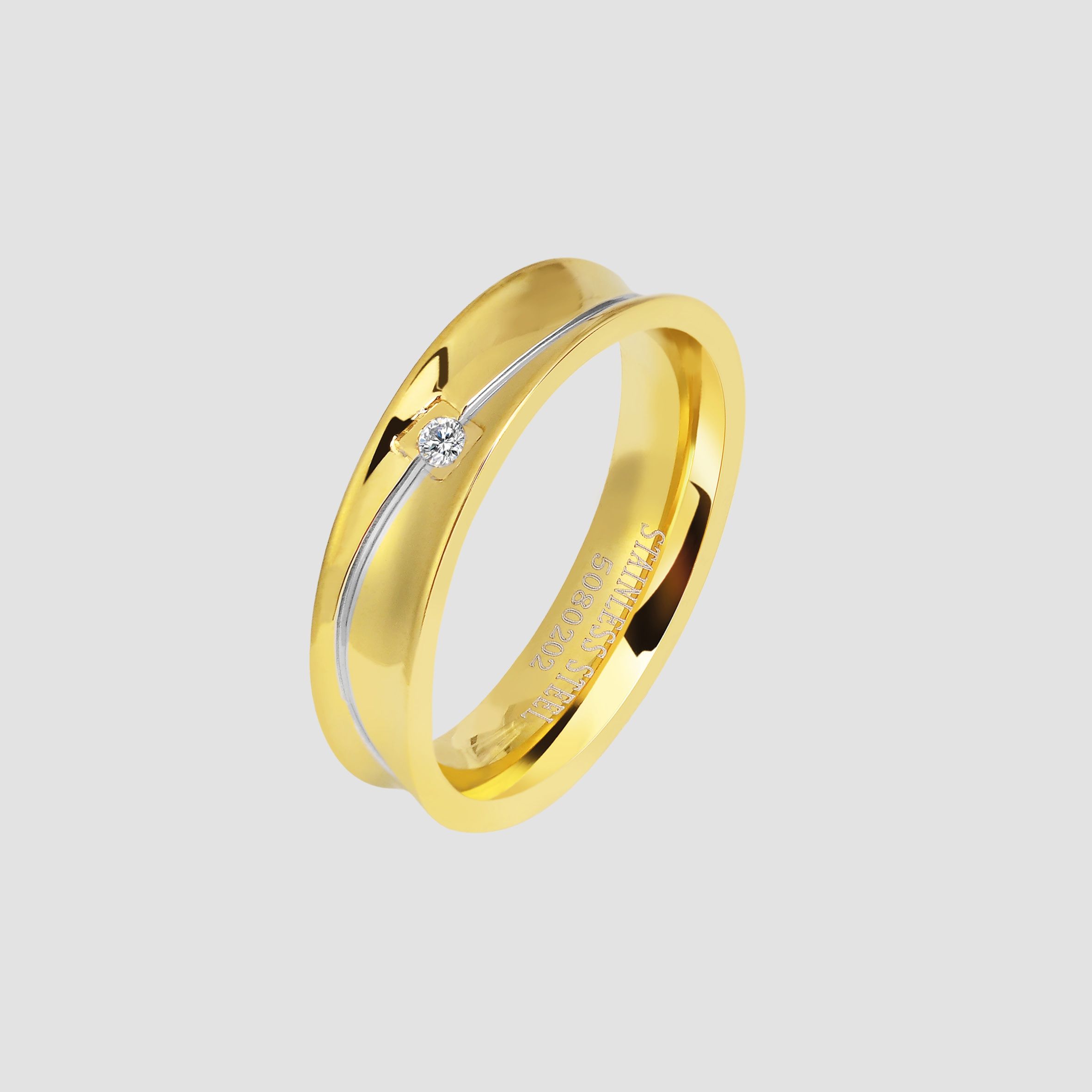 Akzent Damen-Partnerring aus Edelstahl, bicolor, Gr. 54