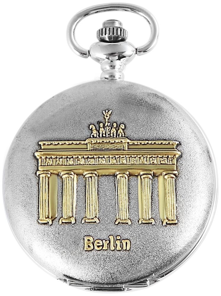 Excellanc Taschenuhr, silber- und goldfarben, Brandenburger Tor
