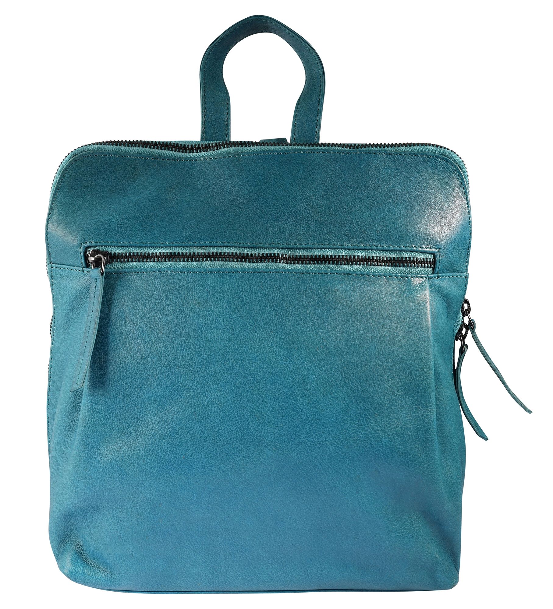 Leonardo Verrelli, Echtleder Rucksack/Tasche, Reißverschluss, verstellbare Riemen, blau