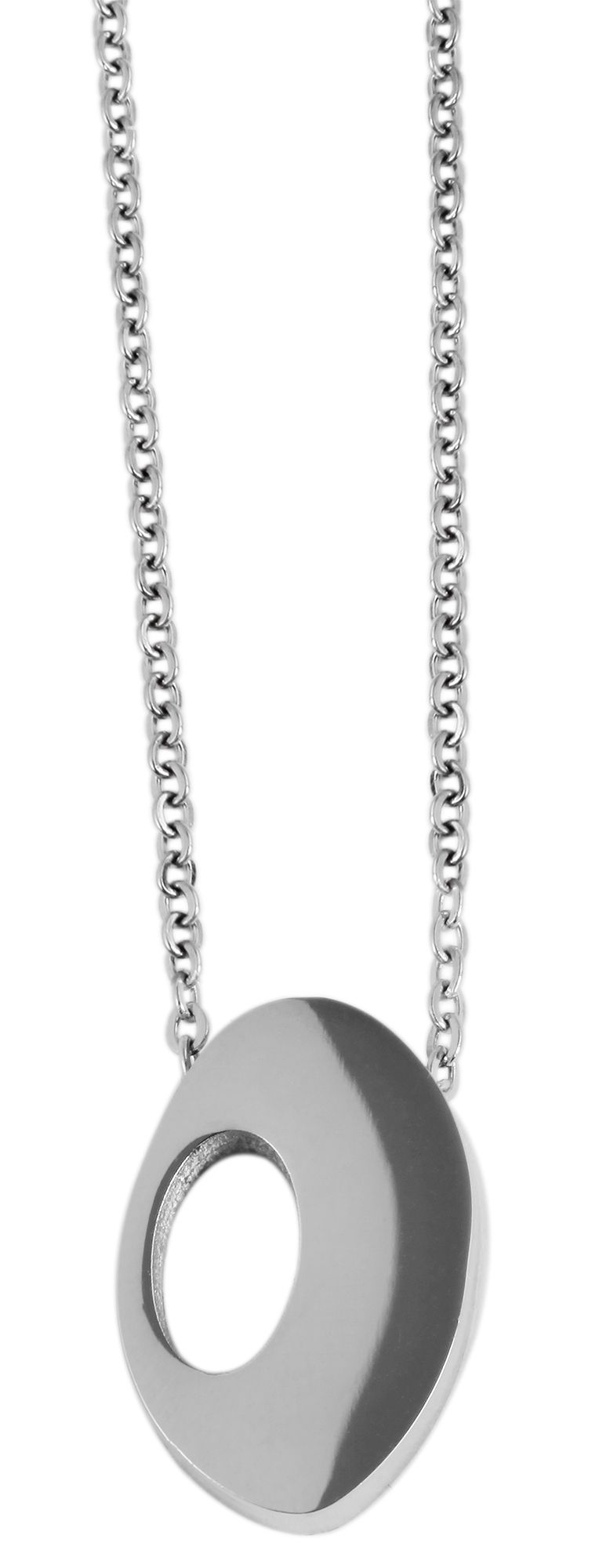 Edelstahl Schmuckset, Kette 43 + 5cm mit Anhänger + Ohrringe, silberfarbig