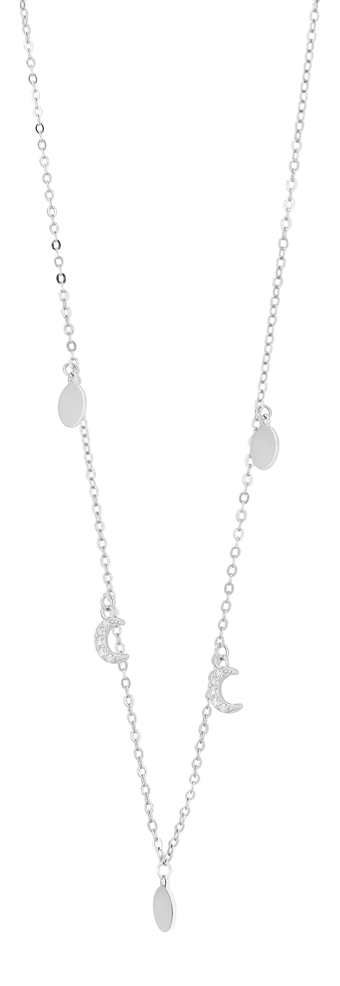 "Shine" 925/- Echt Silber, rhodiniert, Gravurplatte/Halbmond,  42 + 3 cm