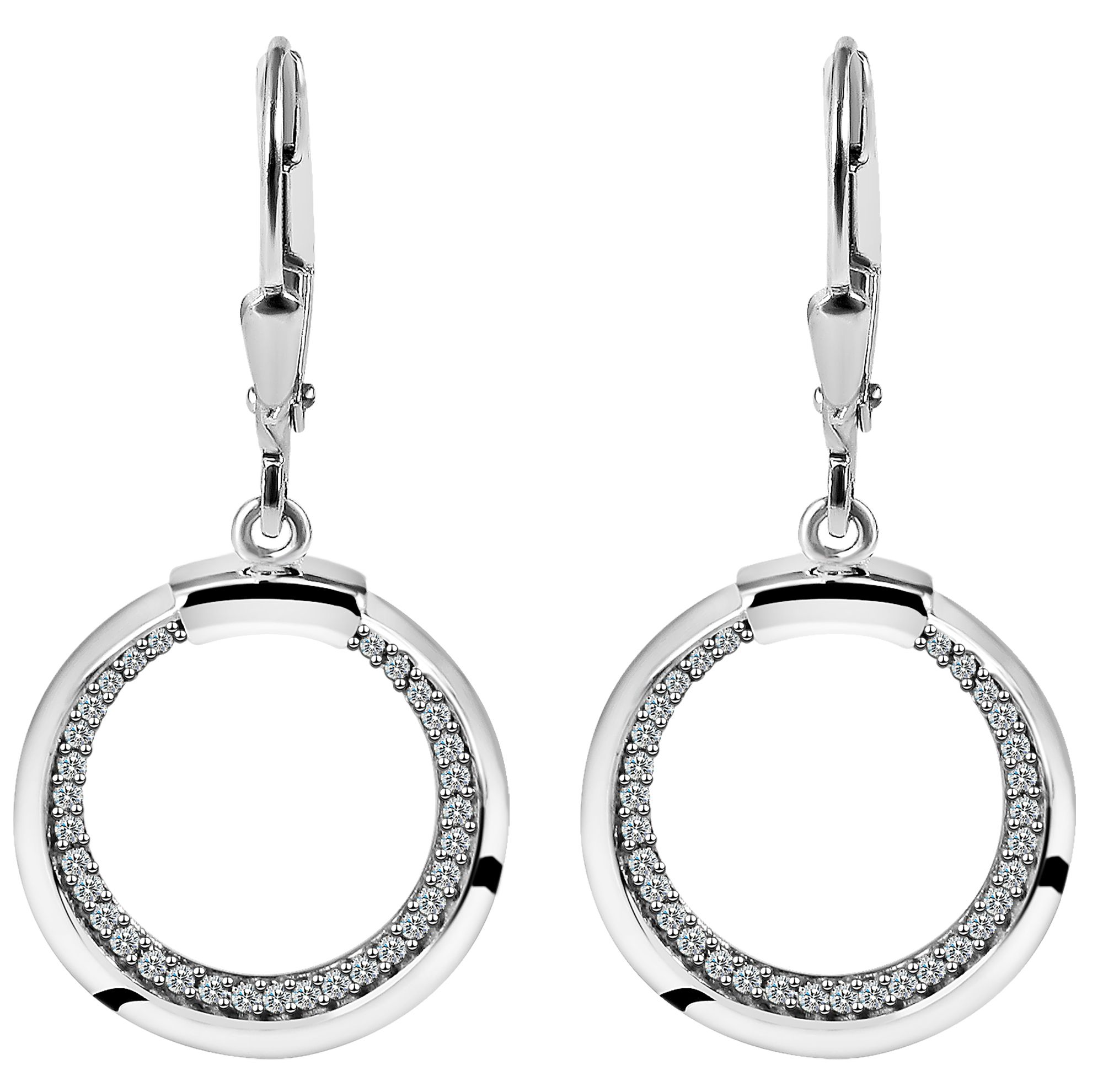 "Aylin" 925/- Echt Silber Ohrhänger mit Zirkoniabesatz, silberfarben rhodiniert