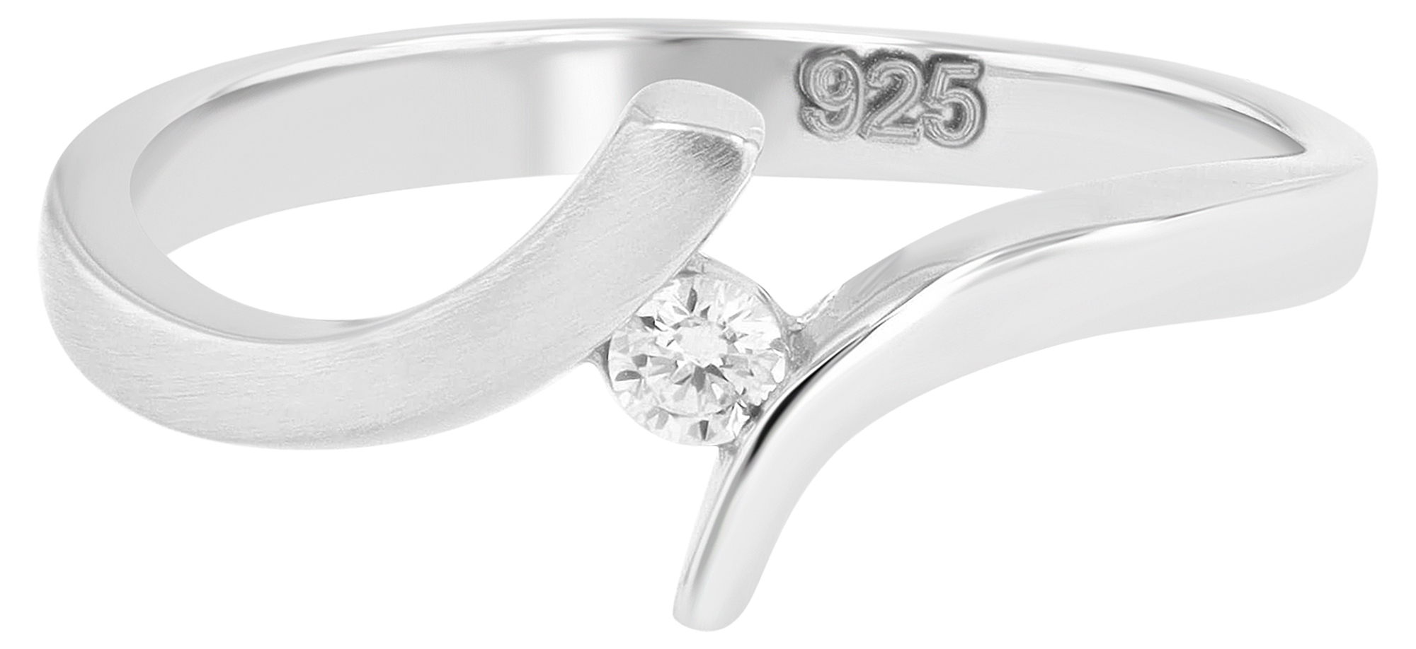"Thea" 925/- Echt Silber Ring, Zirkon, rhodiniert, Gr. 52