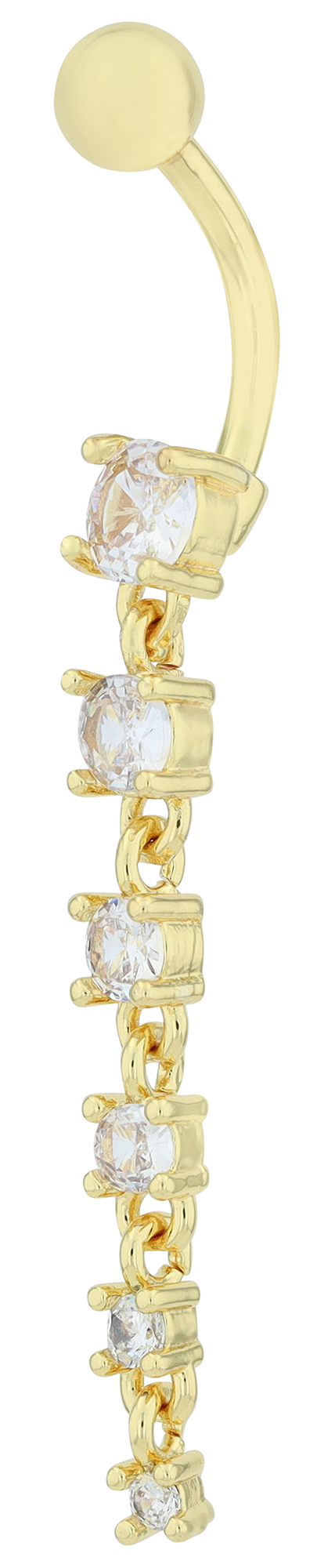 "Melania" Edelstahl-Bronze Bauchnabelpiercing, Stablönge 12 mm/ Stabstärke 2 mm, Zirkonia, goldfarben