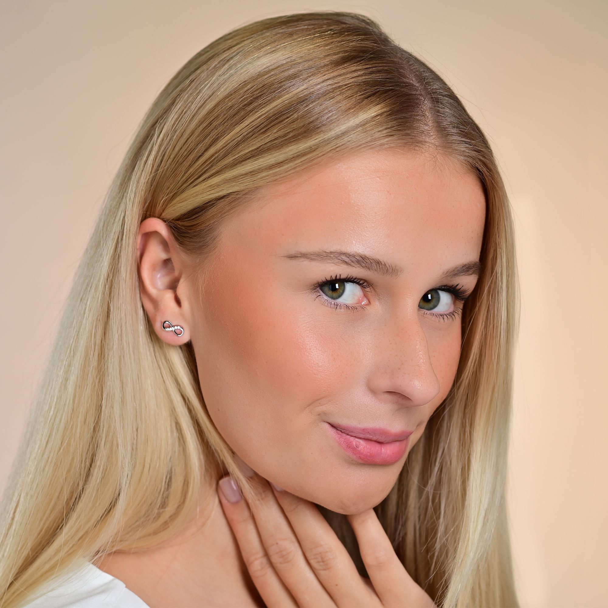 "Aroa" 925/- Echt Silber Ohrstecker - Infinity, silberfarben rhodiniert