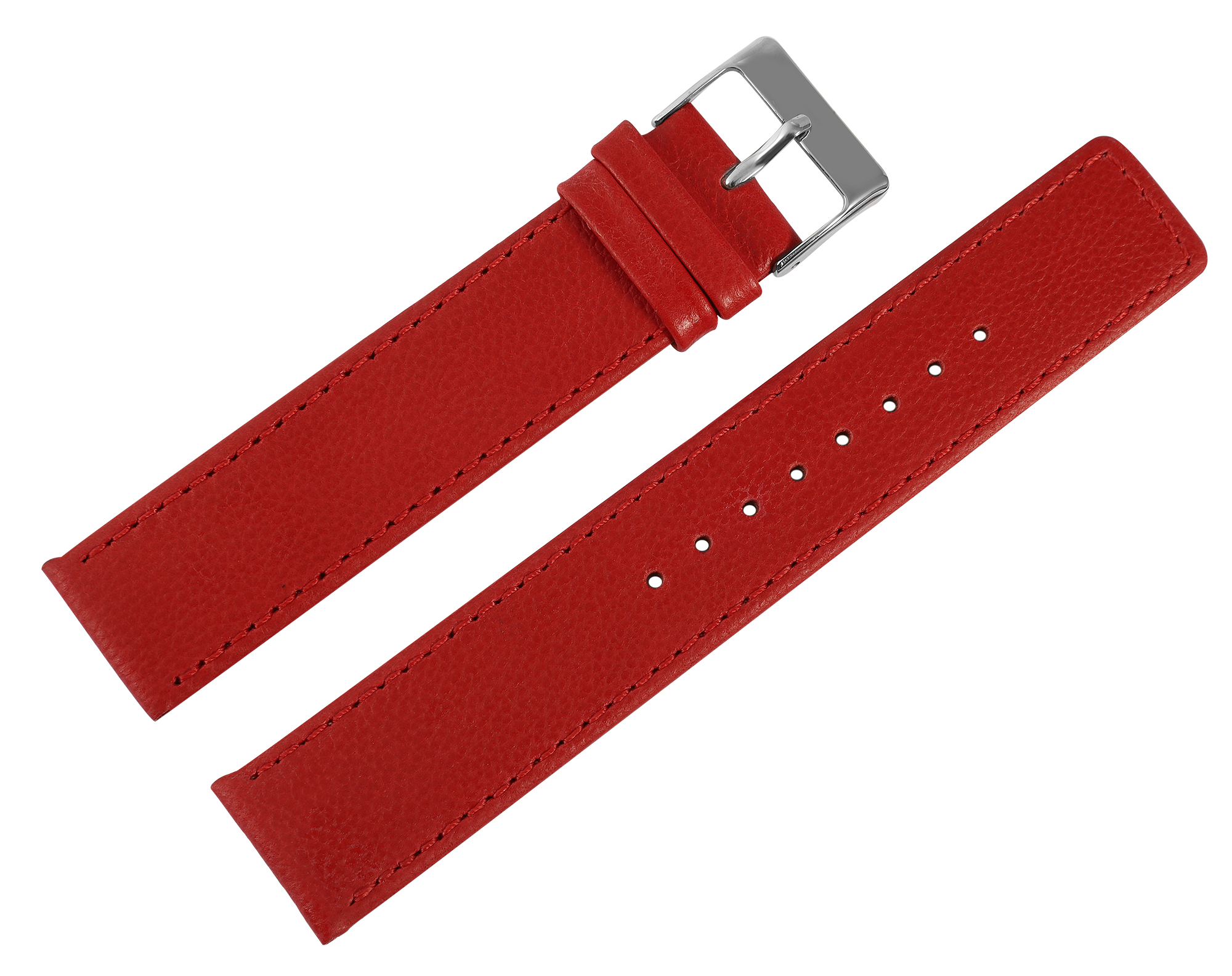 Echtleder-Uhrenarmband "super-soft", rot, Naht, 22 mm