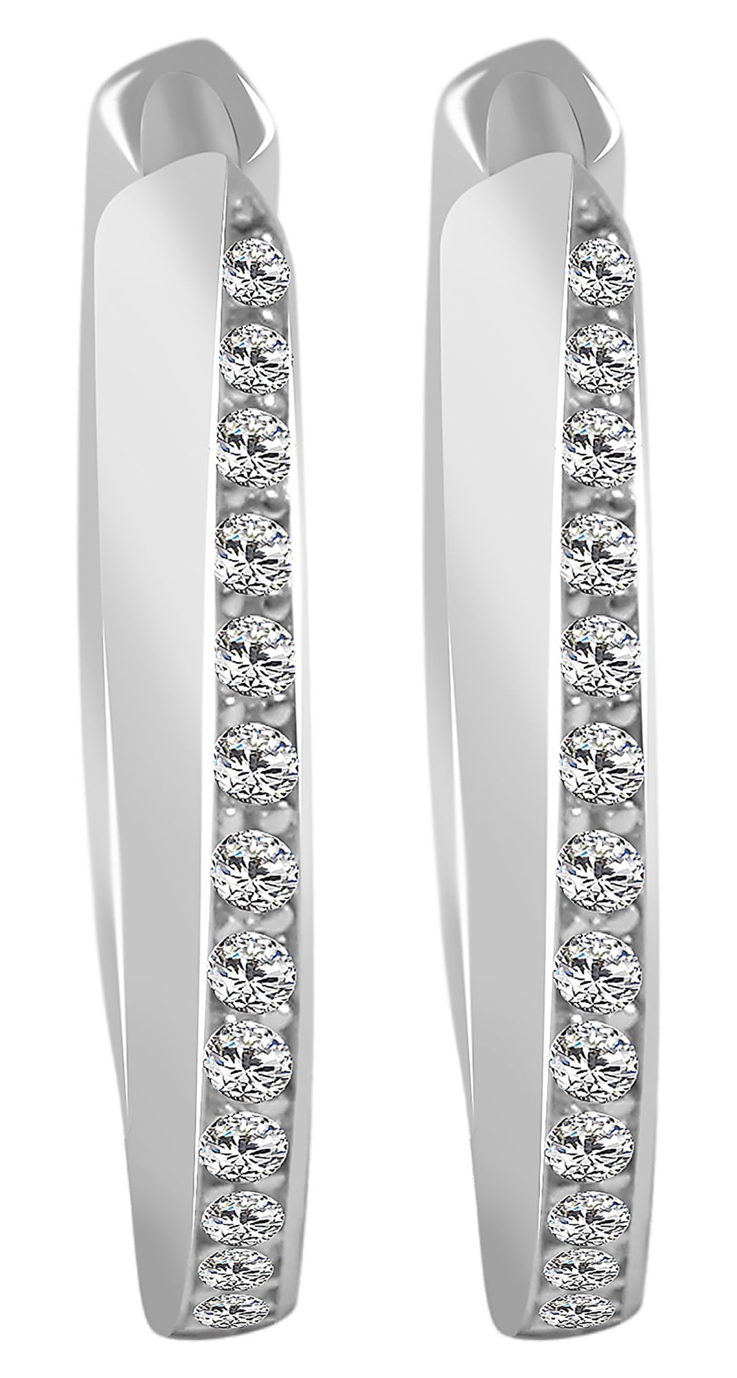 925/- Echt Silber Klapp-Creolen "Alette" mit Zirkoniabesatz, 925/rhodiniert