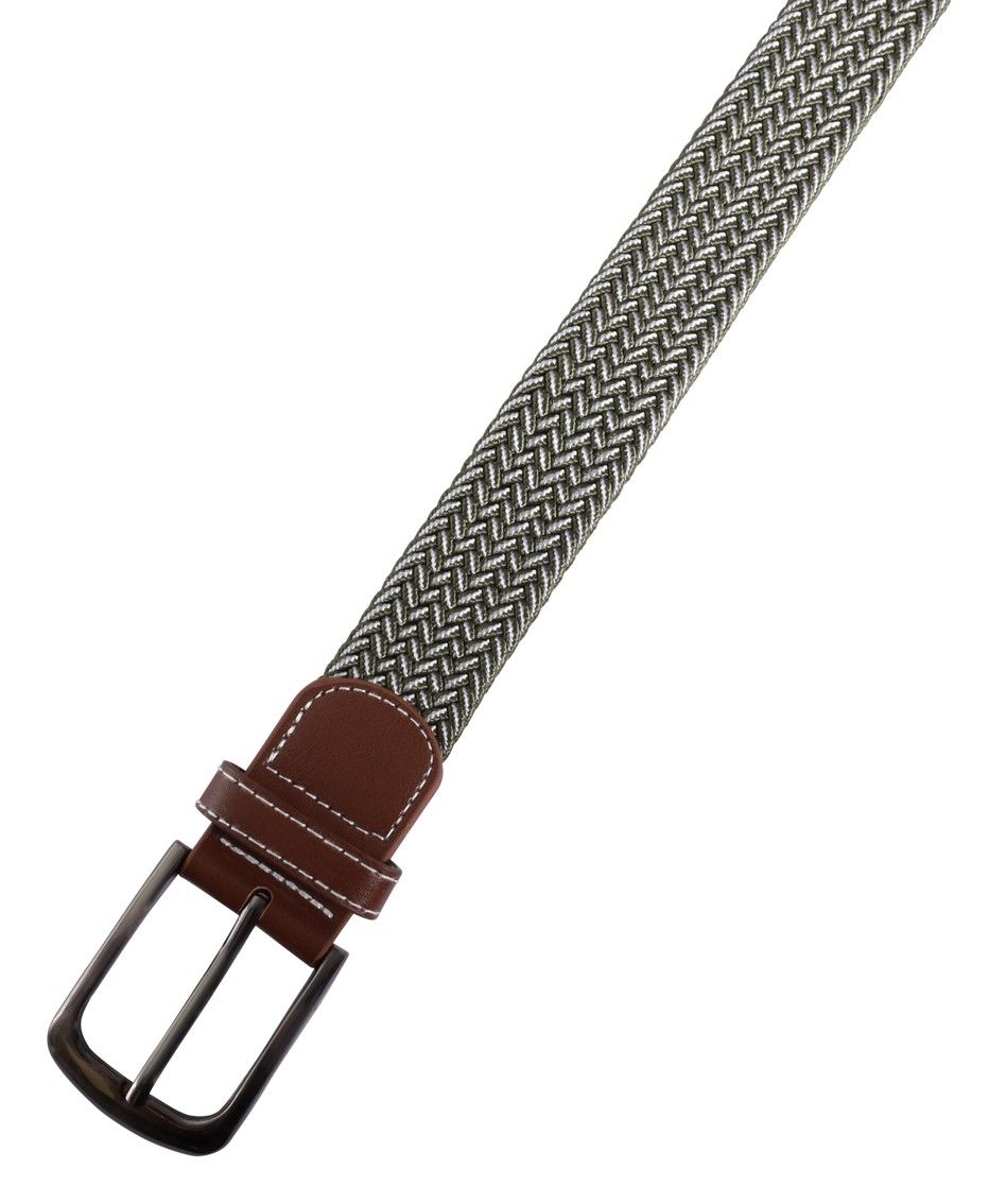 Flechtgürtel aus Textil (khaki/ weiß) in Größen 110 cm (M)