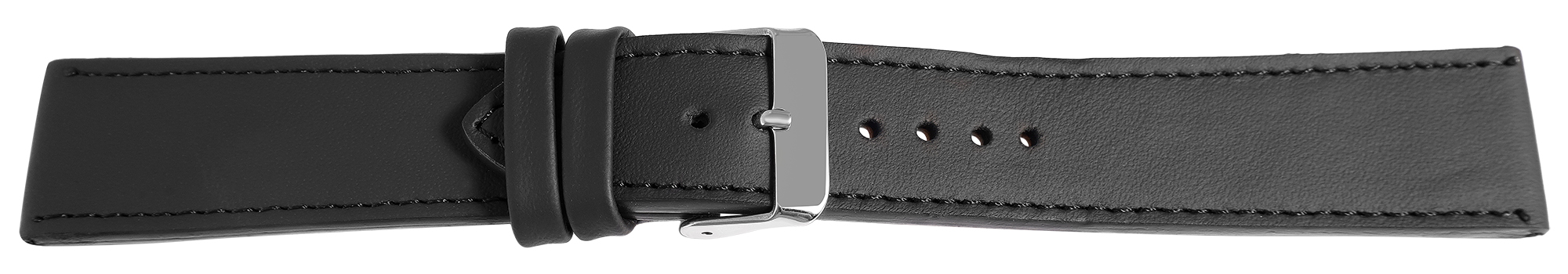 Echtleder Uhrenarmband, schwarz, flach, VE-6, 20 mm