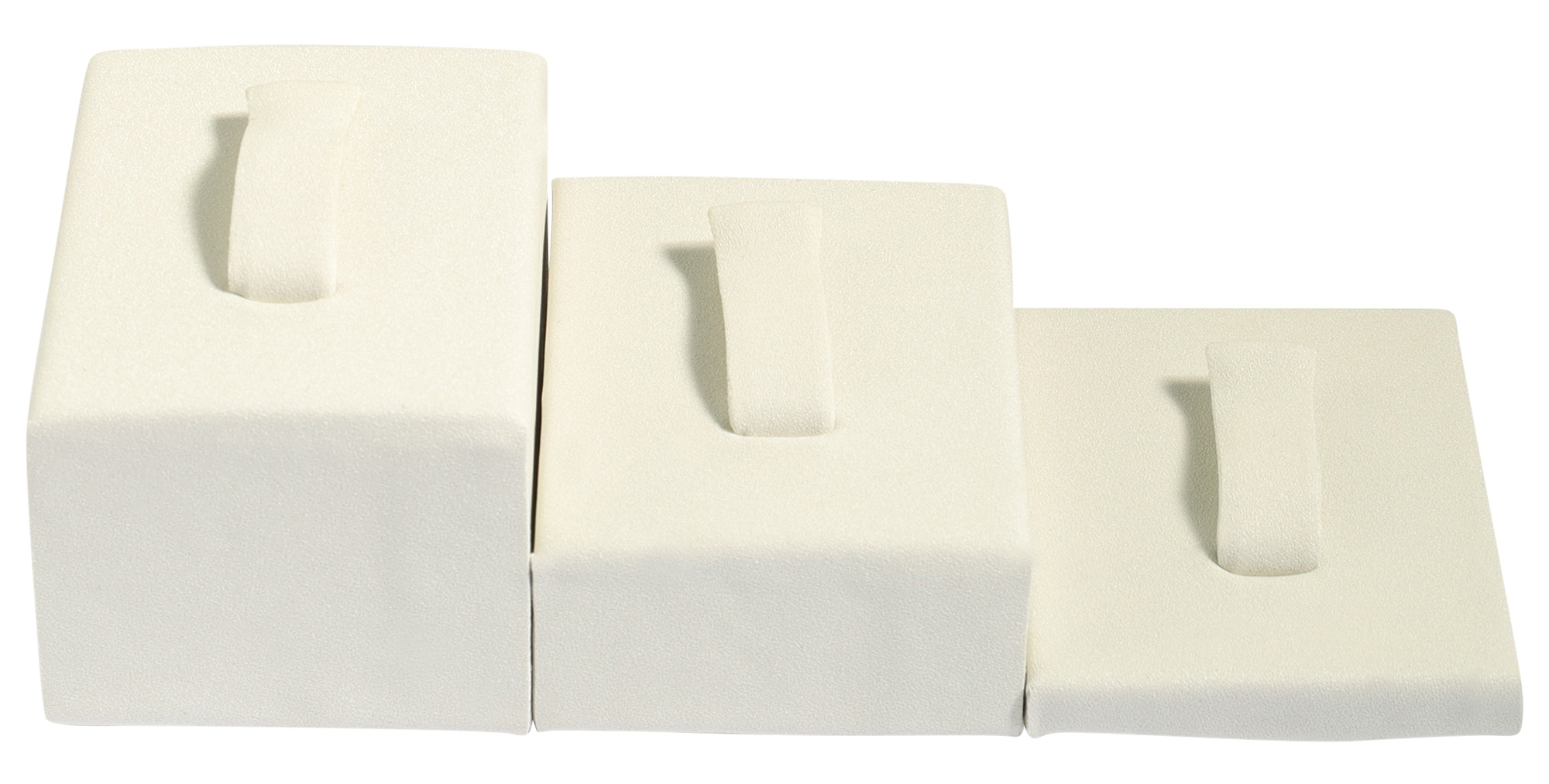 3er Set Ringaufsteller (Dekoserie Soft), PU-bezogen, weiß