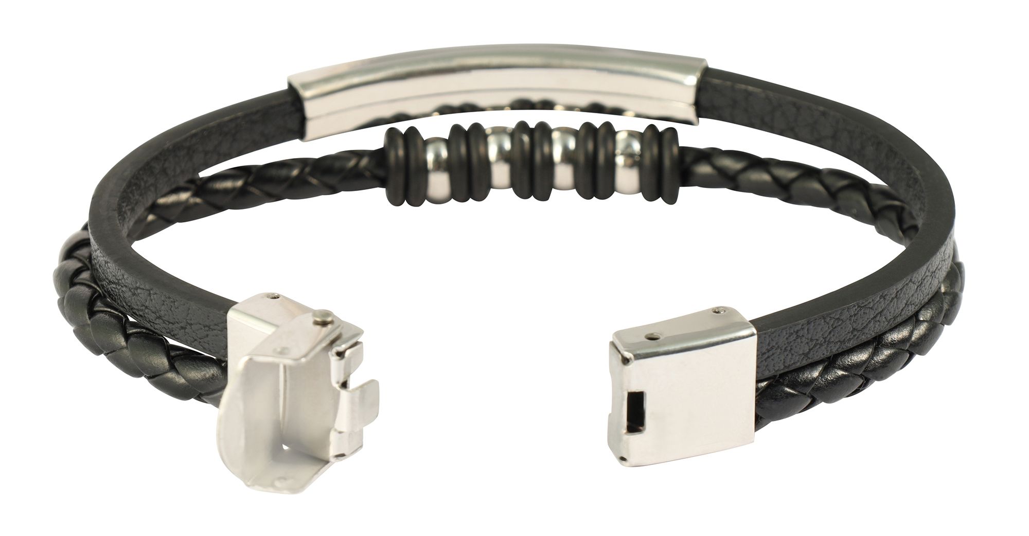 "Nestor" Armband aus Lederimitat mit Gravurplatte