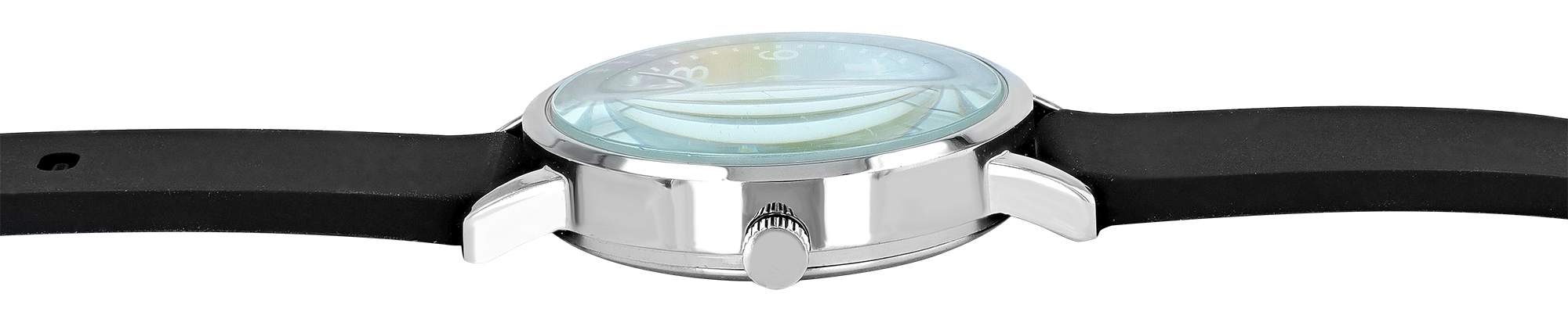 Excellanc Damenuhr/ Jugenduhr "Pferd“ Ø 32 mm, schwarzes Silikonband