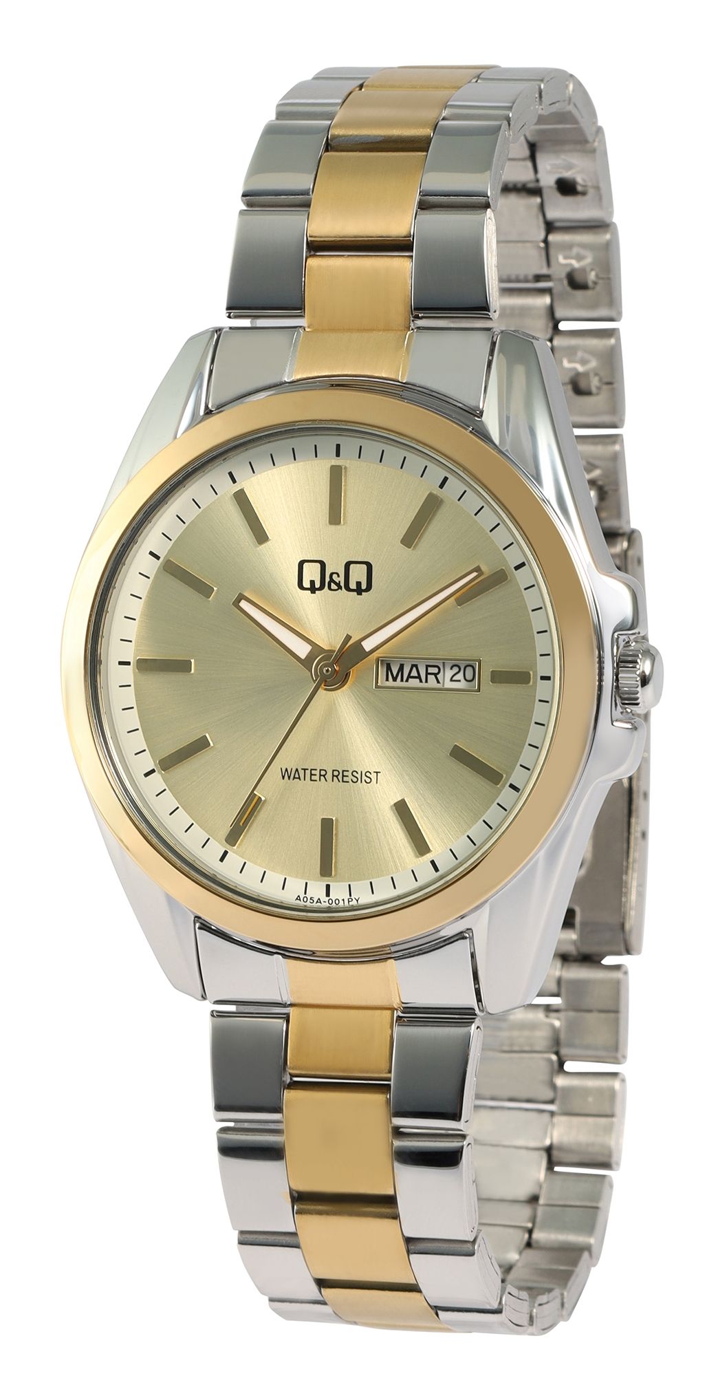 Q&Q Herrenuhr mit Edelstahlarmband, Ø 41 mm, bicolor
