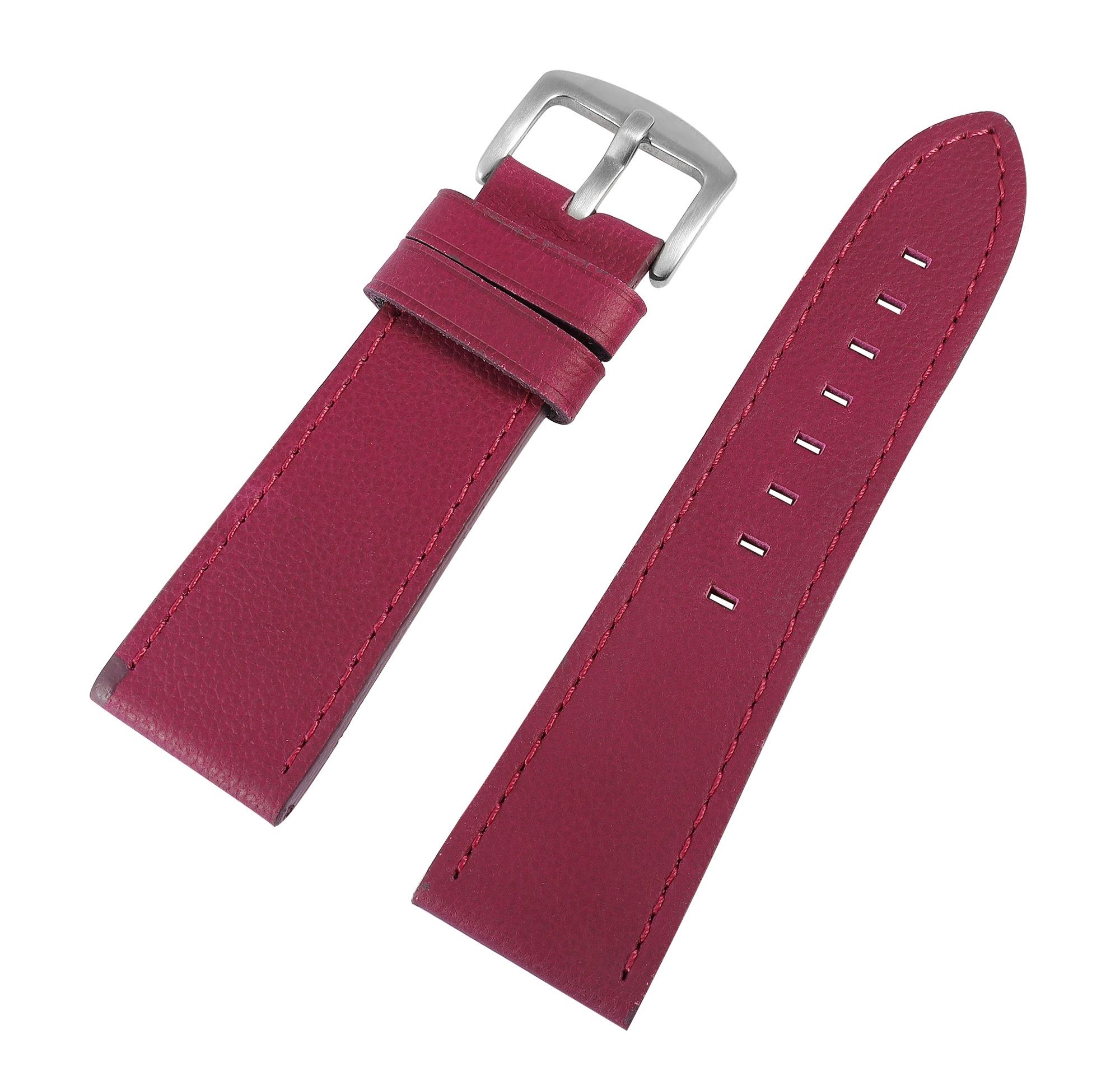 Echtleder-Uhrenarmband "super-soft", fuchsia-pink, Naht, 22 mm