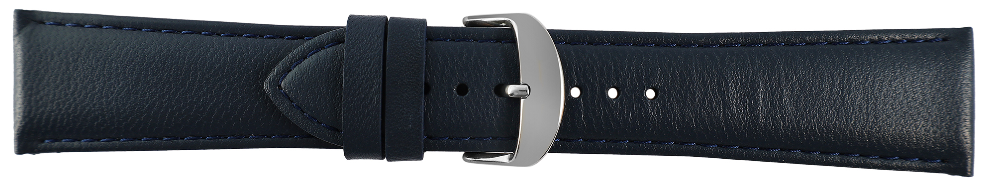 Gr 20 mm Uhrenarmband aus Echtleder in dunkelblau, genäht