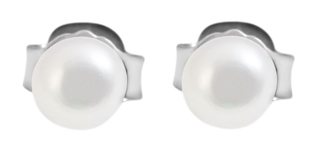 925/- Echt Silber Ohrstecker "Paulina" mit Süßwasserperle, rhodiniert