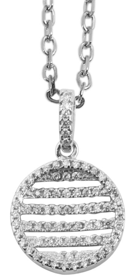 925/- Echt Silber Anhänger ohne Kette "Maram", rund mit Zirkoniabesatz, 925/rhodiniert