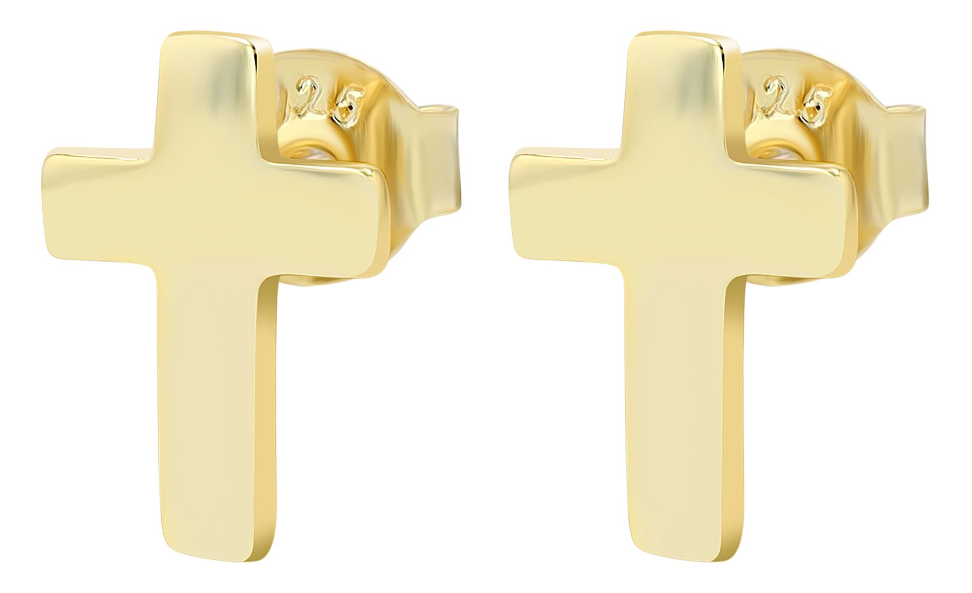 "Judith" - Kreuz Ohrstecker, 925er Echt Silber, goldfarben
