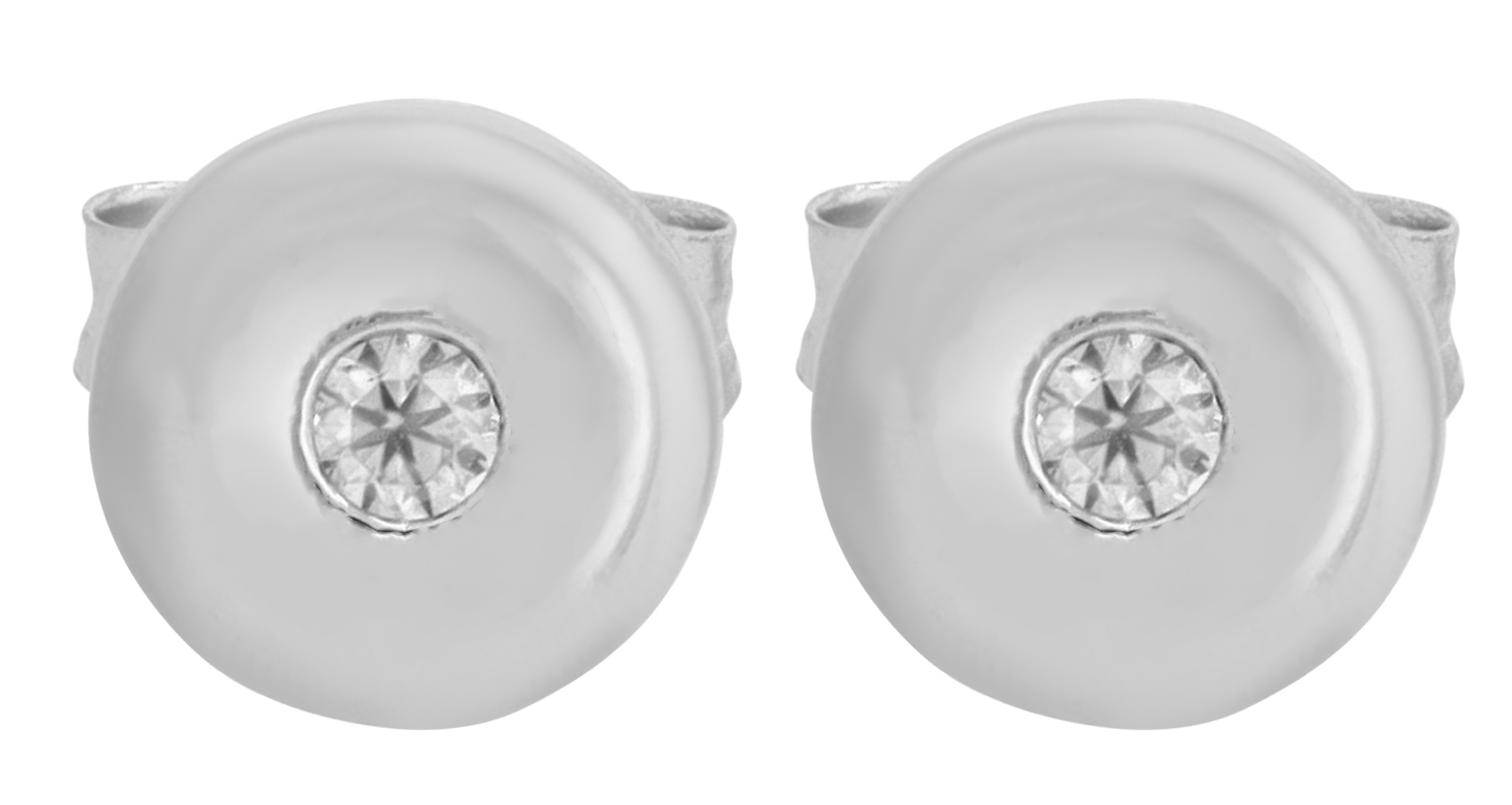 333/- Echt Gold "Vela" Ohrstecker Ø 5 mm, Zirkonia, Weißgold, 8 Karat